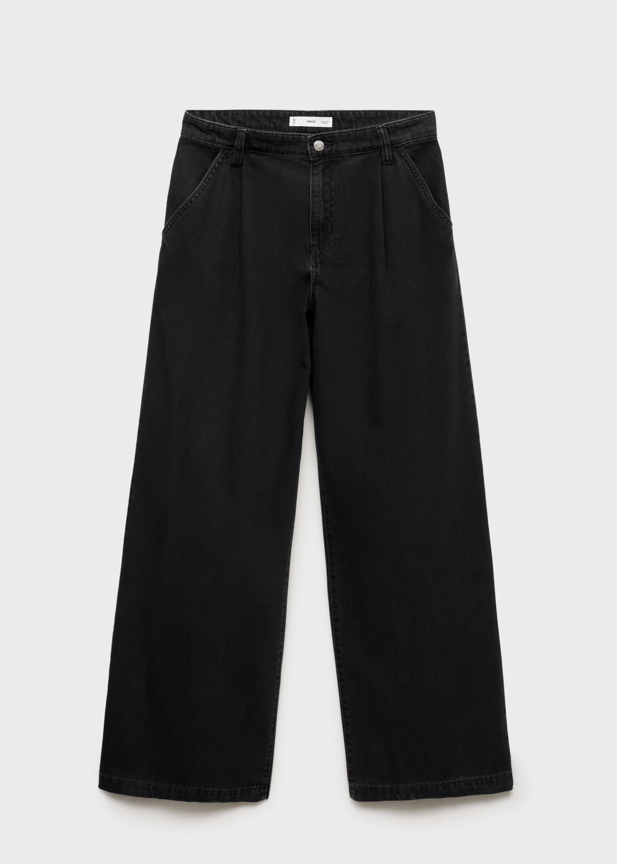 Wide-leg pleated jeans - Article without model, Black denim. Ref: 17034095-00.