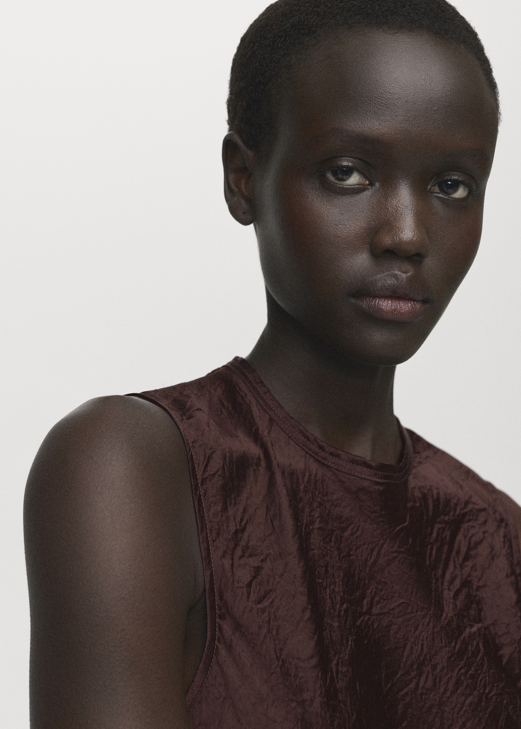 Wrinkled-effect satin blouse