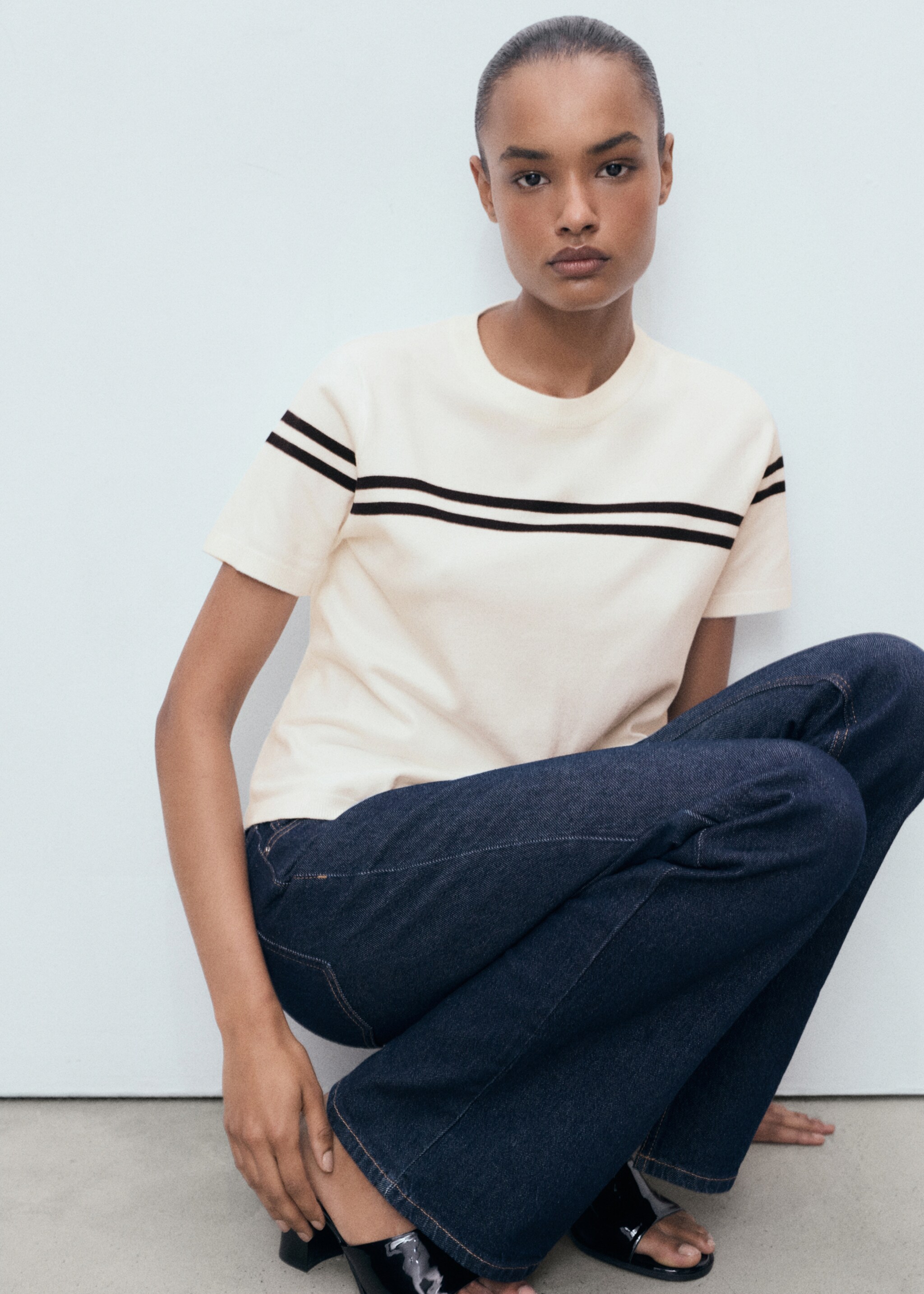 Sweater lengan pendek garis-garis - Rincian barang 1