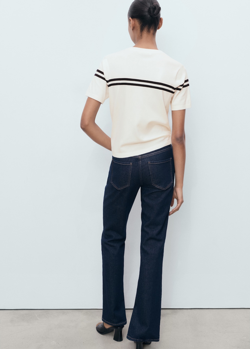 Mango Striped short-sleeved sweater