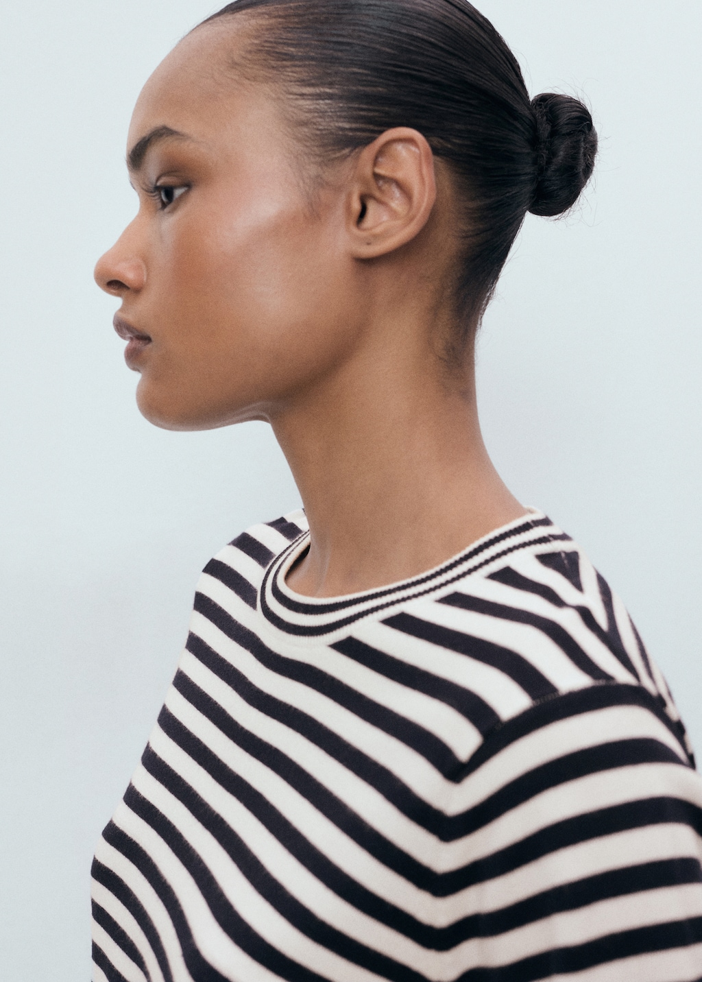 Mango Striped short-sleeved sweater