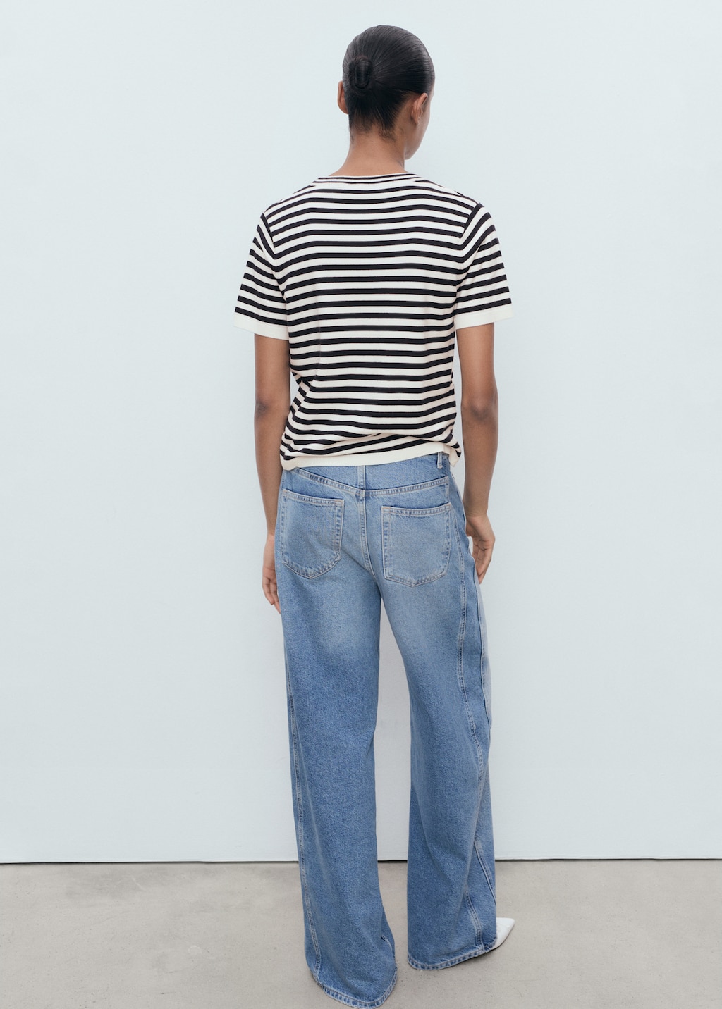 Mango Striped short-sleeved sweater