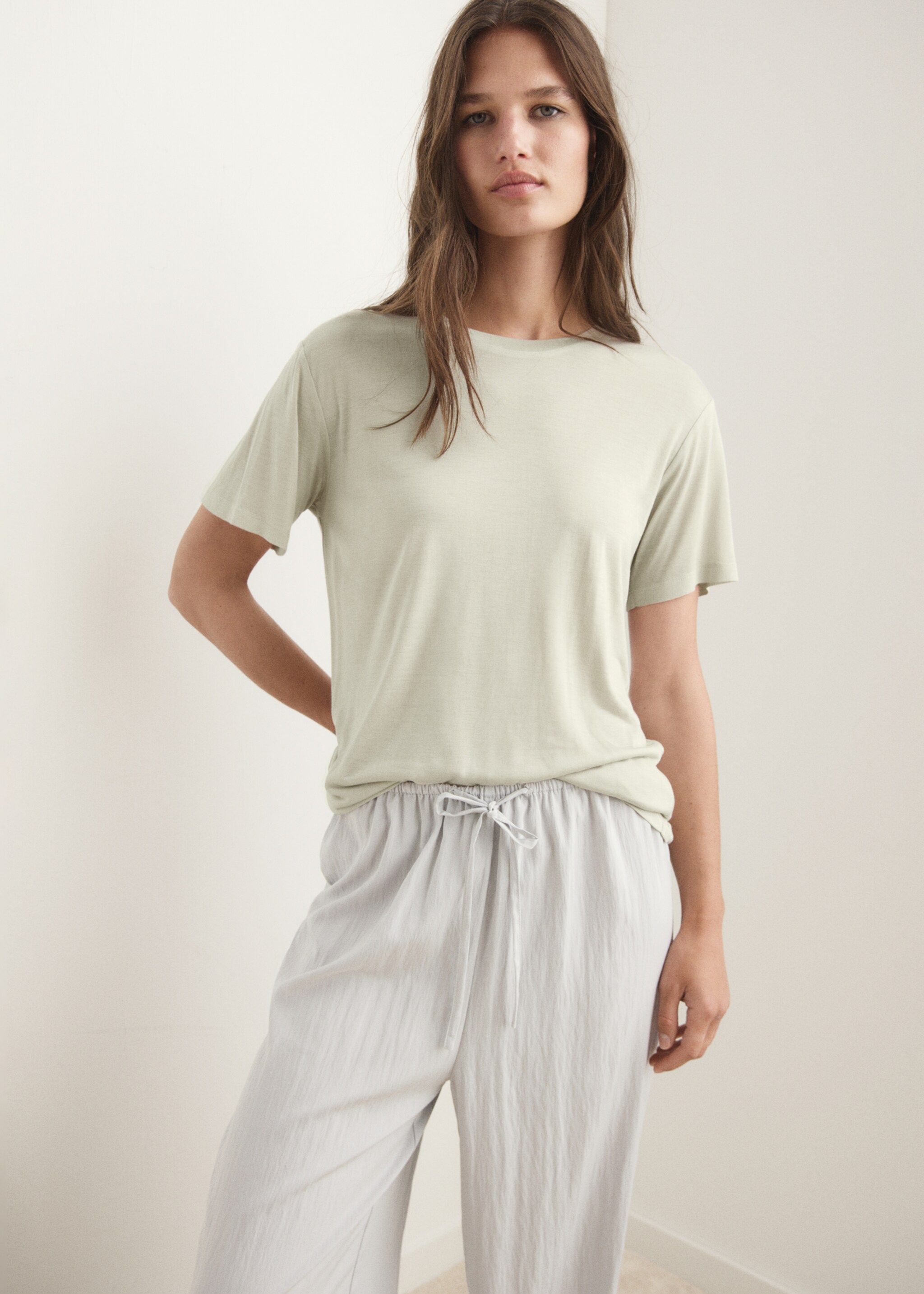Garment washed t-shirt - Medium plane, Pastel Green. Ref: 17034105-00.