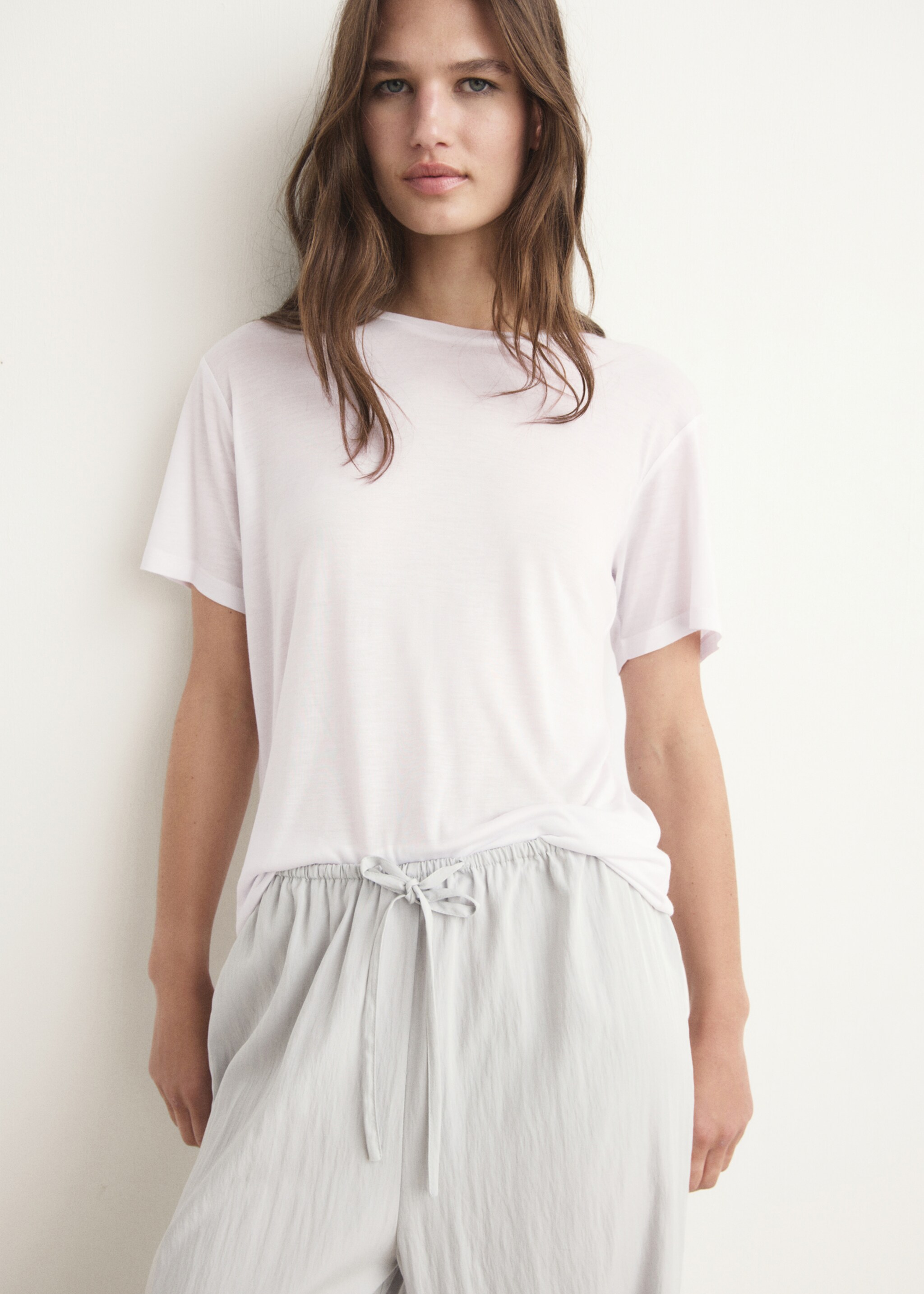 Garment washed t-shirt - Medium plane, Light/Pastel Grey. Ref: 17034105-00.