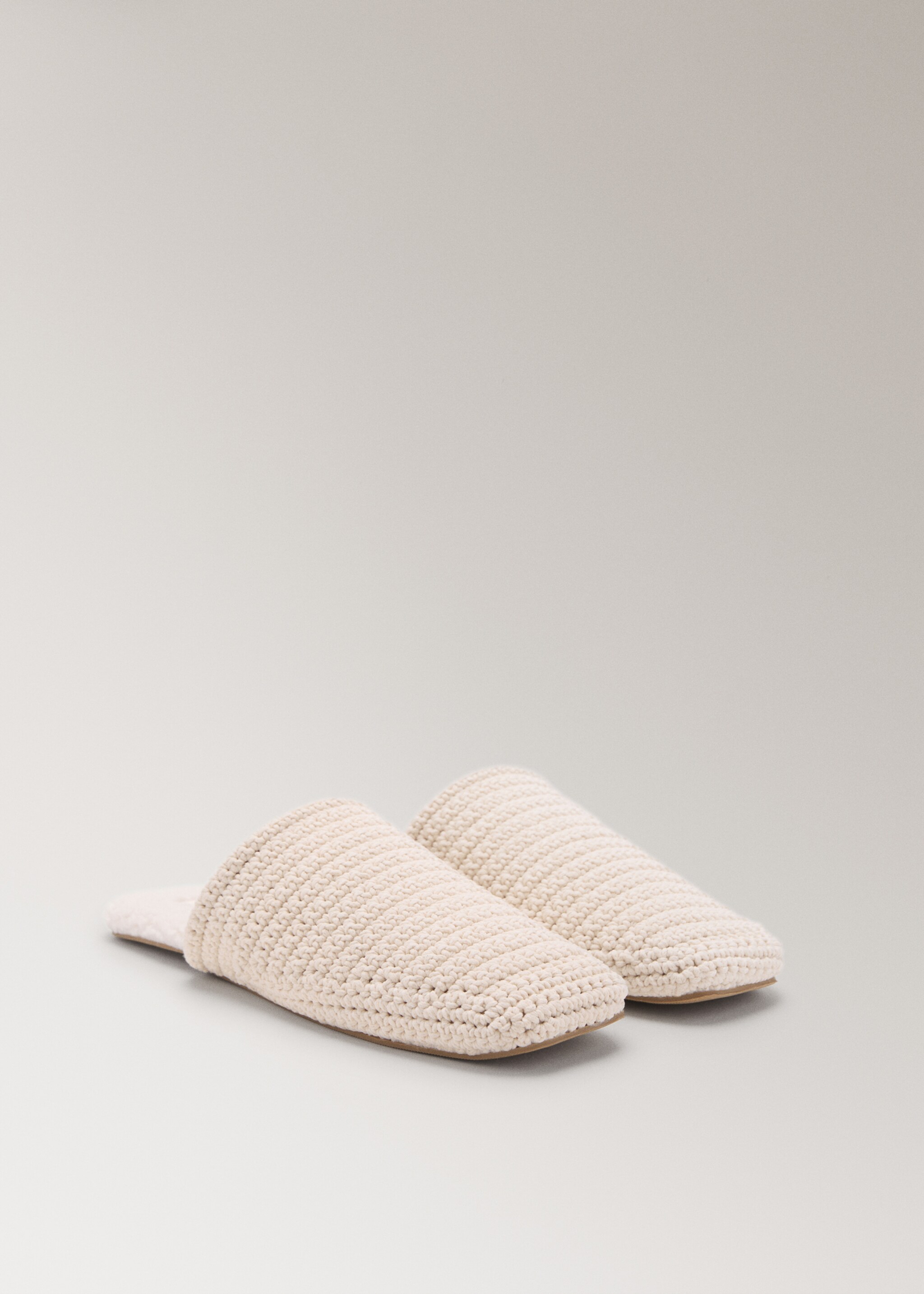 Slippers crochi - Medium plane, Ivory White. Ref: 17034106-00.