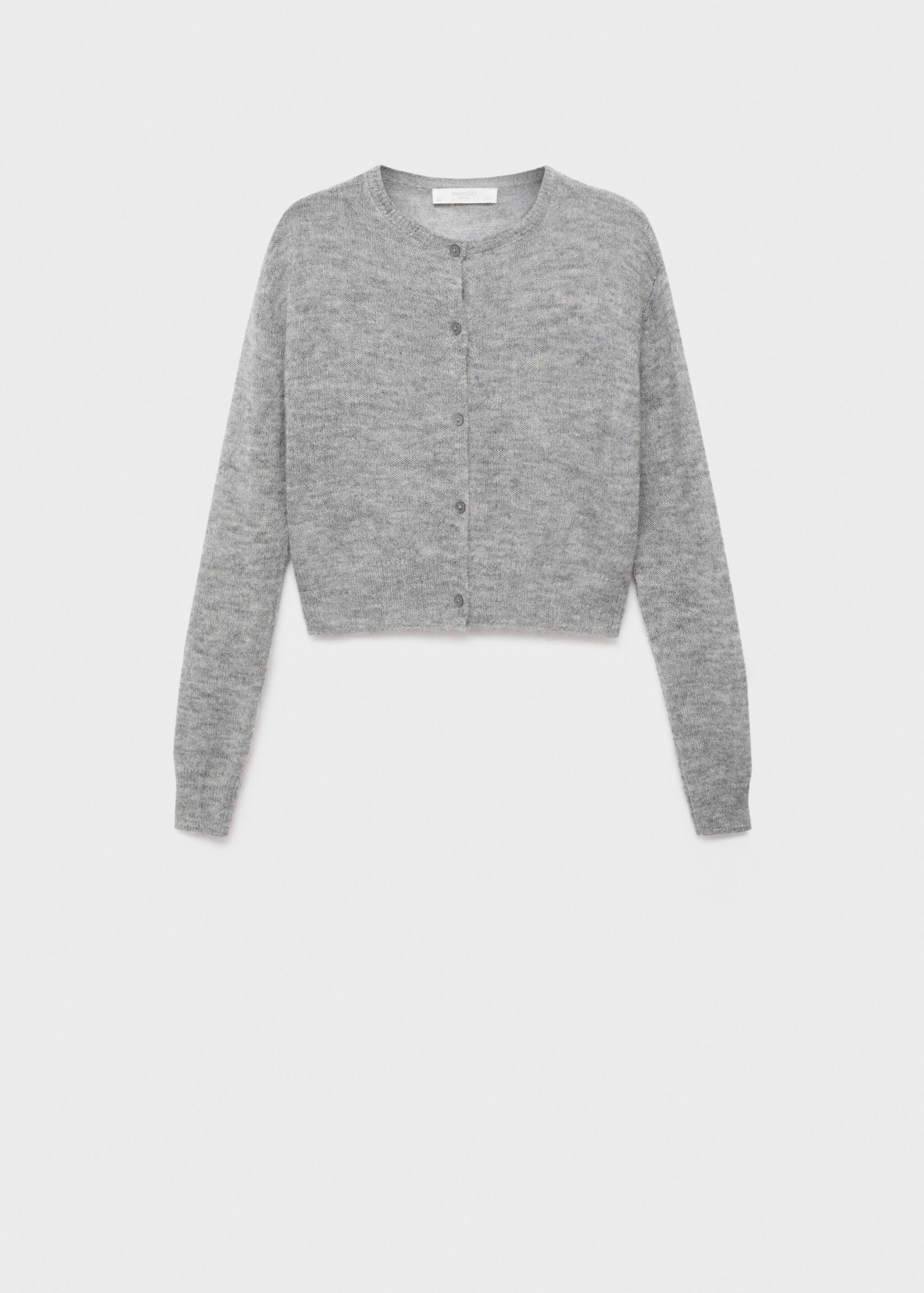 Cardigan court en laine - Article sans modèle, Gris chiné moyen. Ref: 17034111-00.