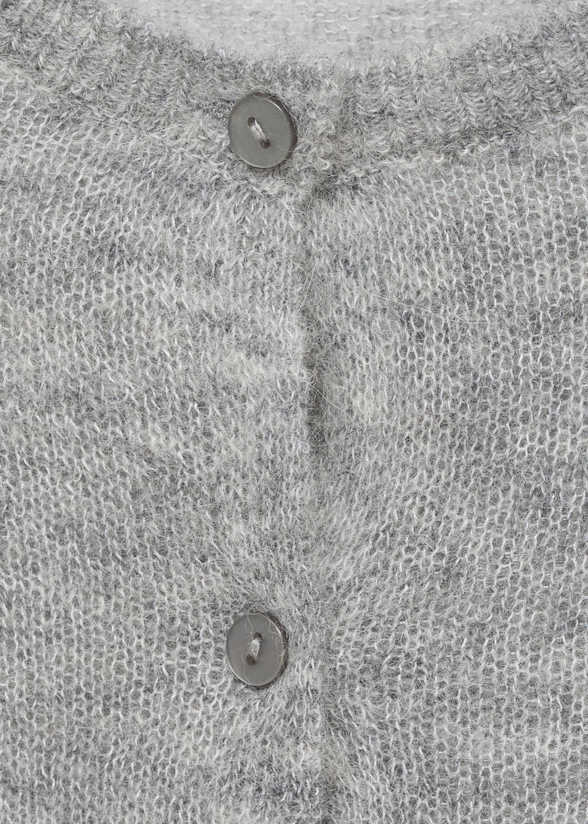 Cardigan court en laine - Détail de l'article 8, Gris chiné moyen. Ref: 17034111-00.