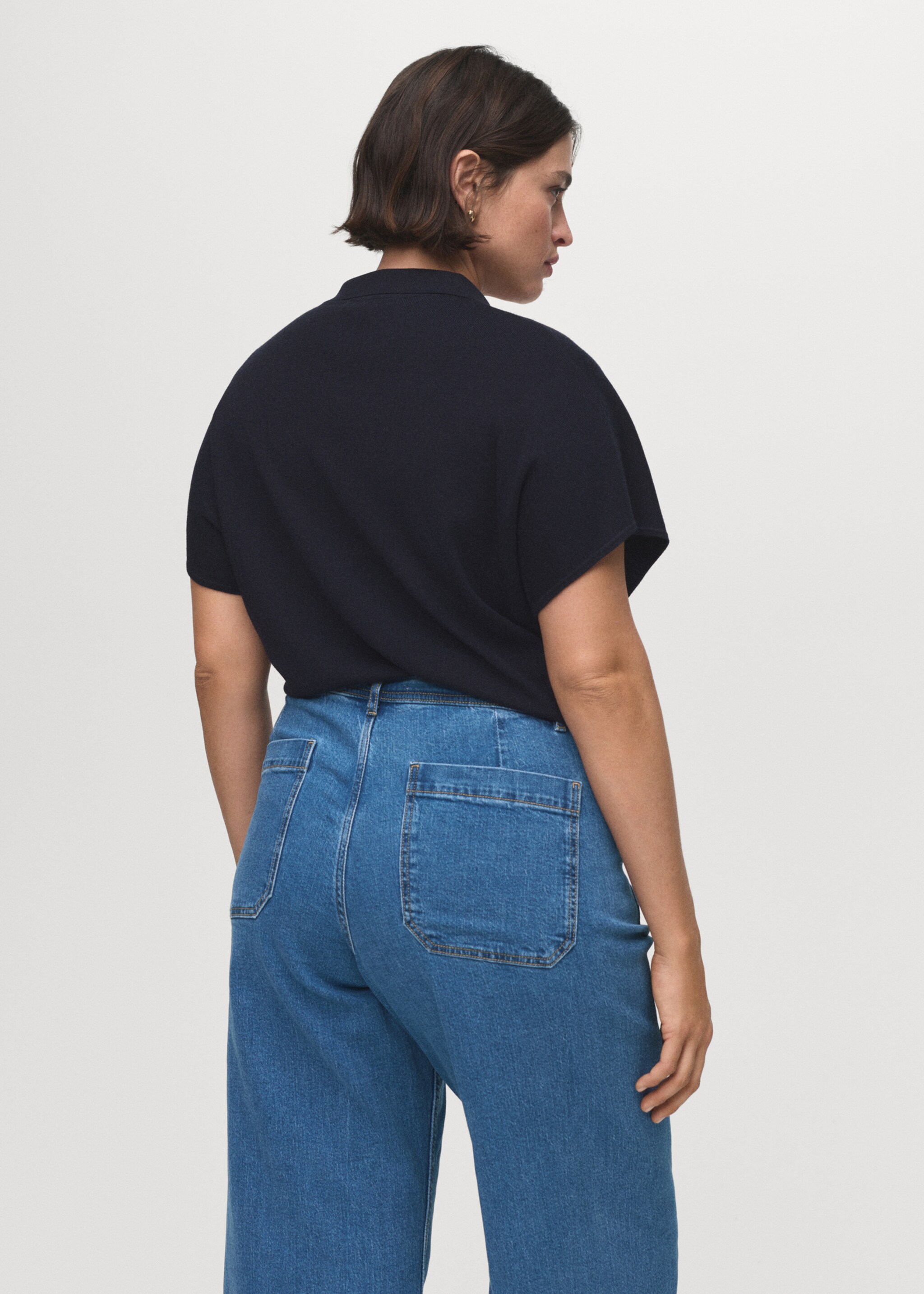 Wideleg-Jeans mit Taschen - Detail des Artikels 4, Mittelblau. Ref: 17034113-00.