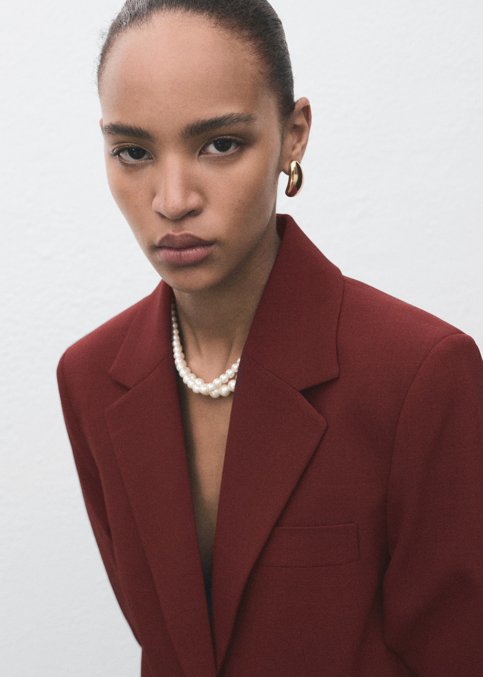 Straight-fit suit jacket - Details of the article 1, Dark Orange. Ref: 17034121-00.