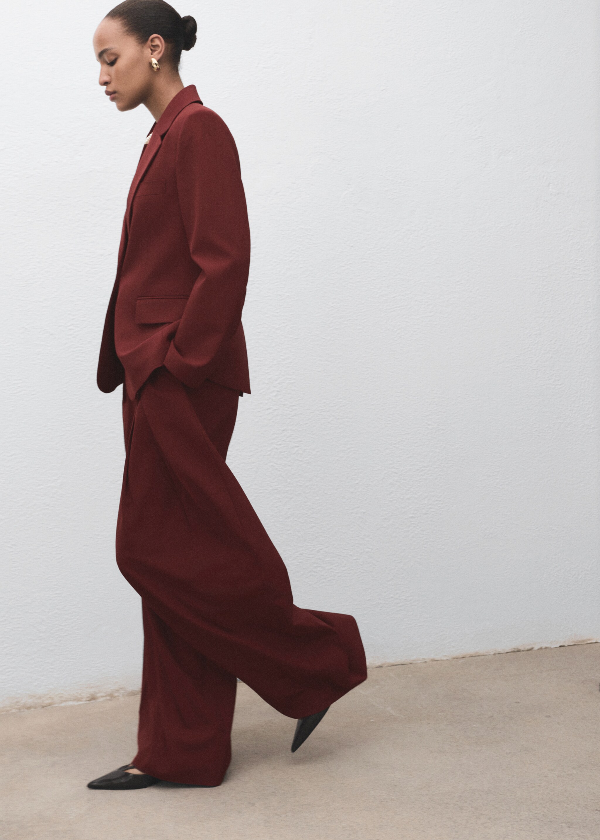 Straight-fit suit jacket - Details of the article 2, Dark Orange. Ref: 17034121-00.