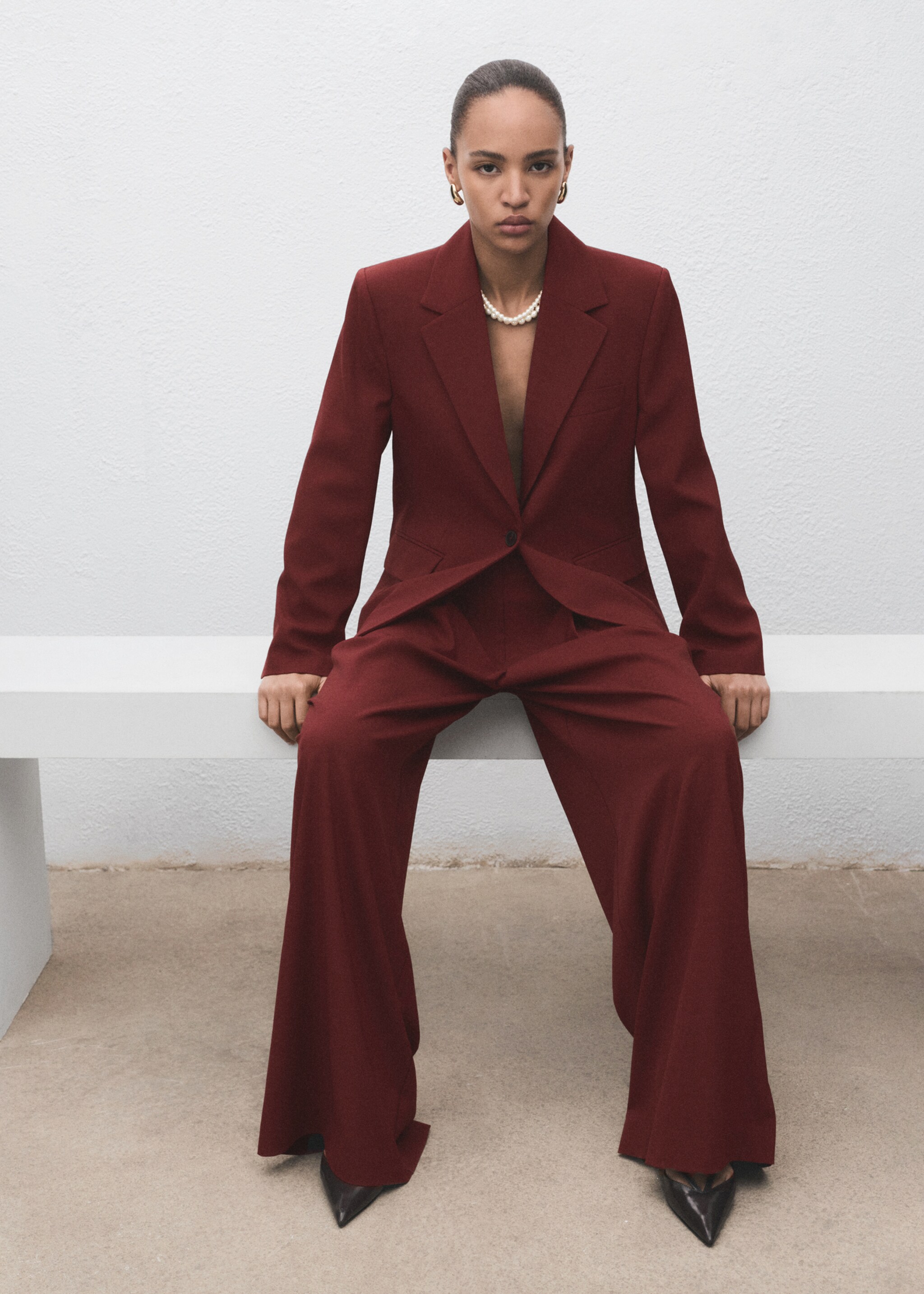 Straight-fit suit jacket - Details of the article 6, Dark Orange. Ref: 17034121-00.