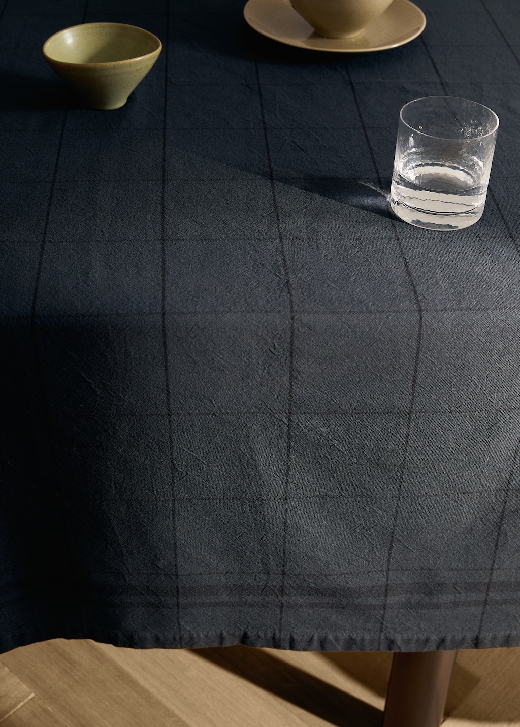 Overdyed cotton check tablecloth for 6 to 8 diners