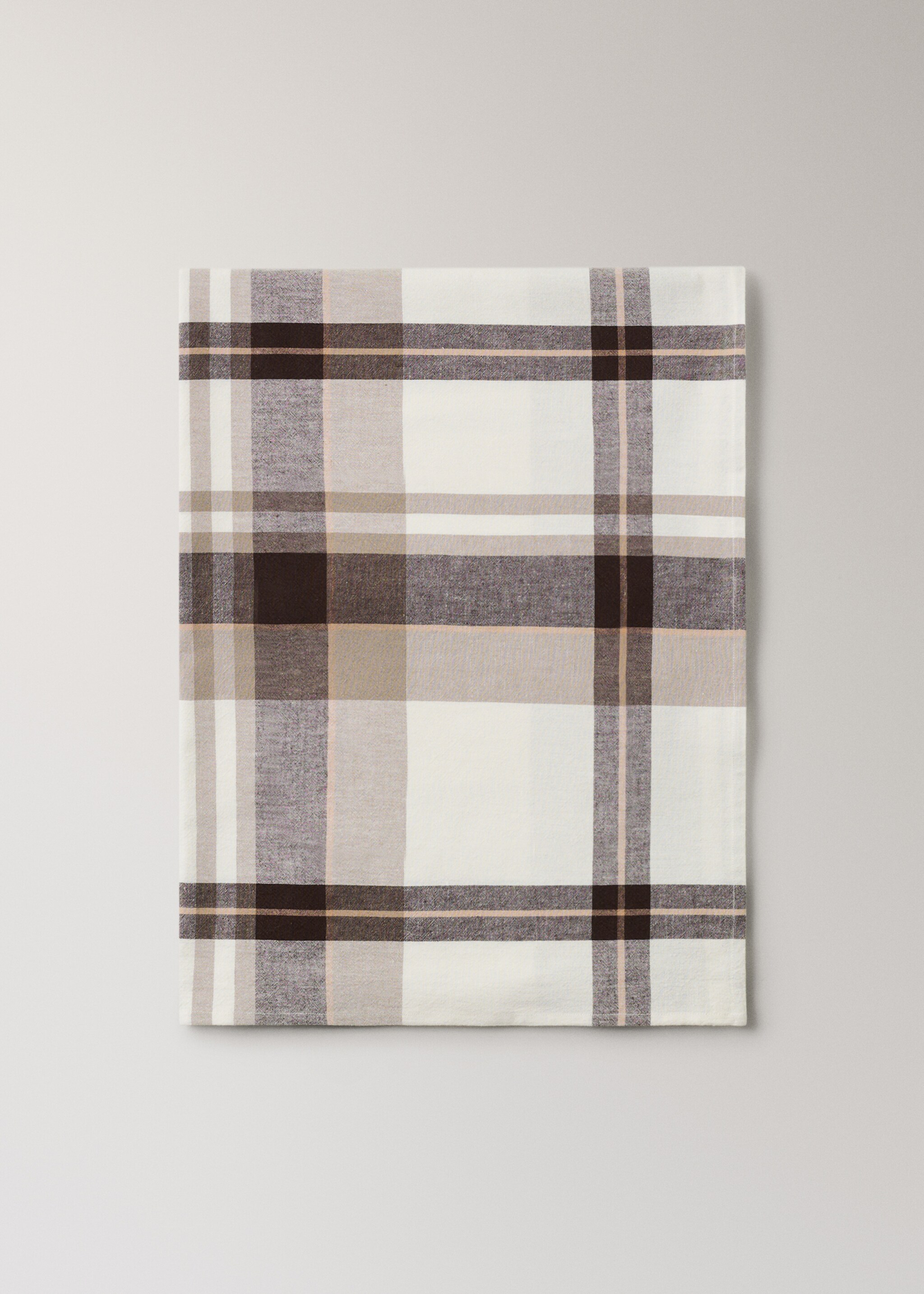 Τραπεζομάντηλο από βαμβάκι και λινό με καρό σχέδιο για 2 έως 4 καλεσμένους - Λεπτομέρεια του προϊόντος 3, Σοκολατί. Ref: 17034129-00.