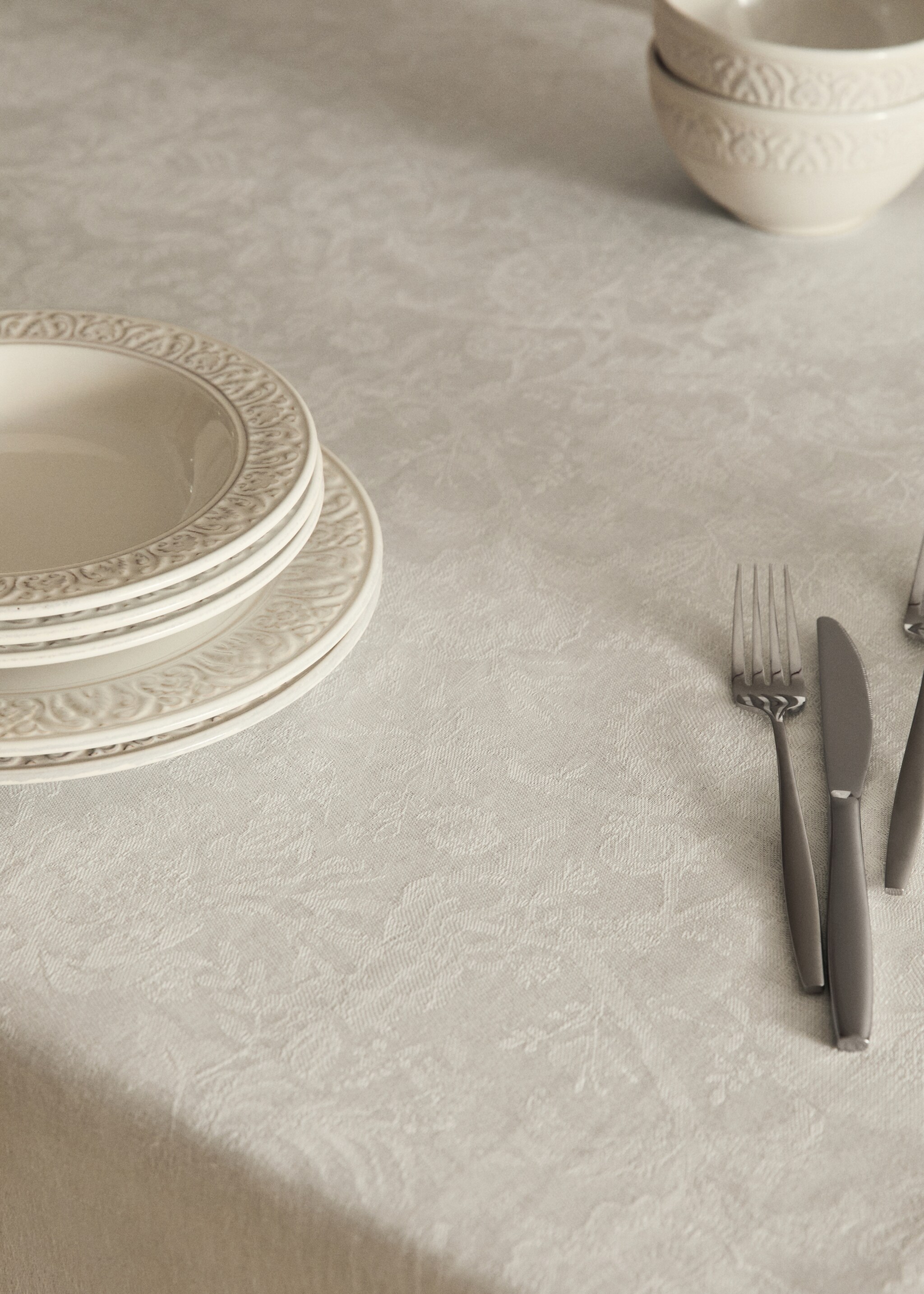 Linneduk jacquard blommig med spets för 6 till 8 gäster - Detaljer om artikeln 7