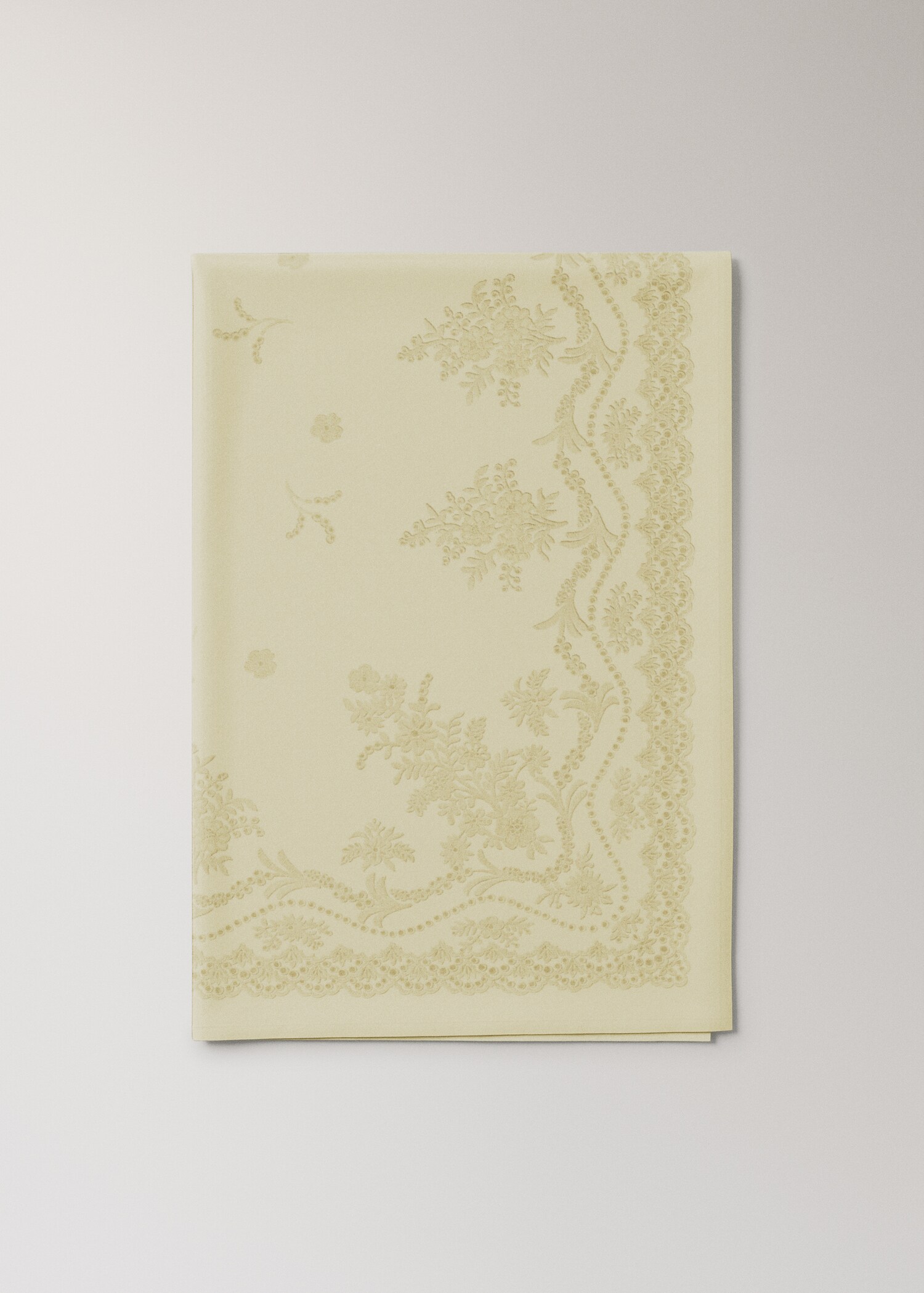 Tischdecke aus Baumwolle-Leinen-Mischung mit floralem Design für 6 bis 8 Personen - Mittlere Ansicht