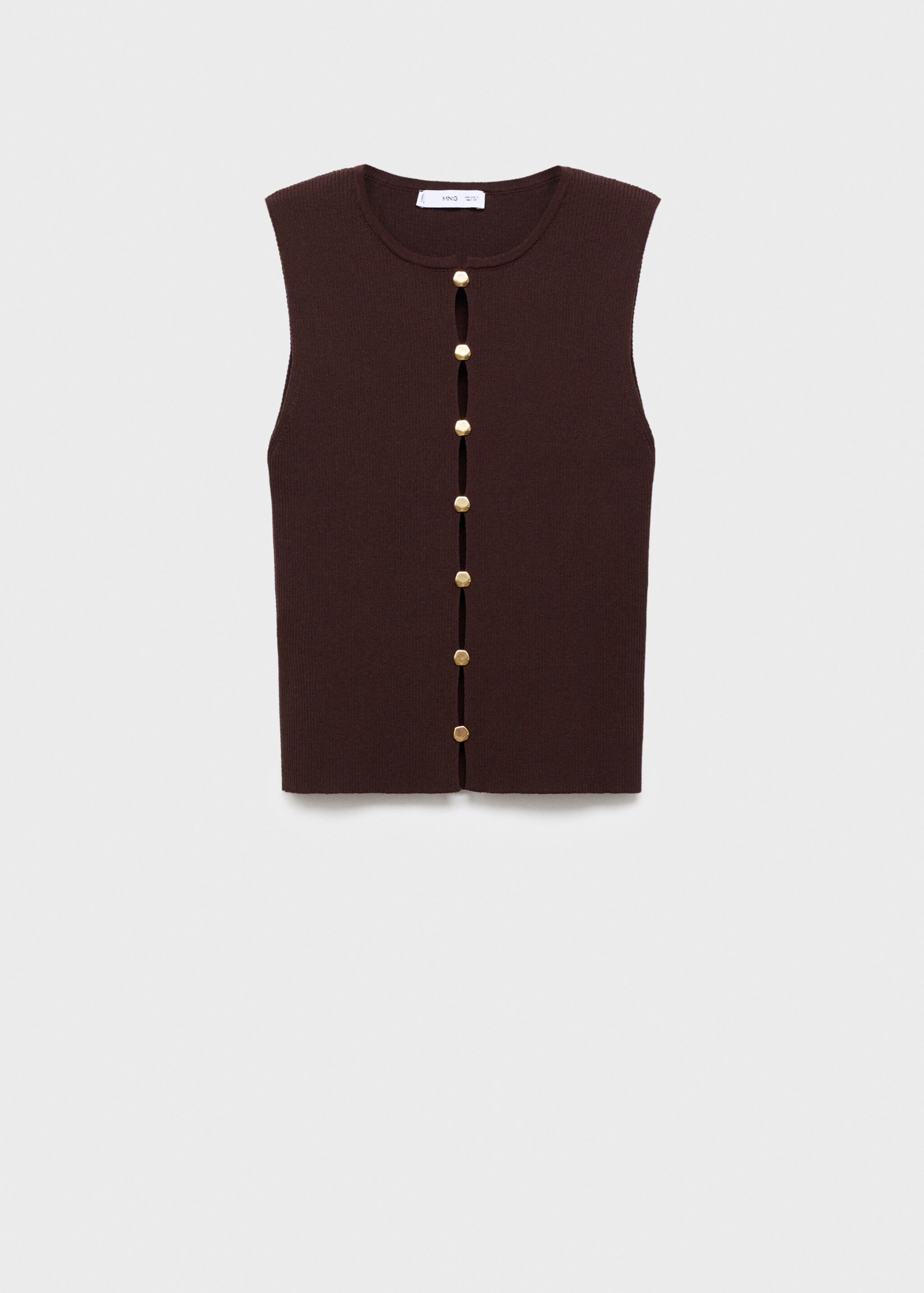Knitted gilet with slits - Article without model, Brown. Ref: 17034140-00.