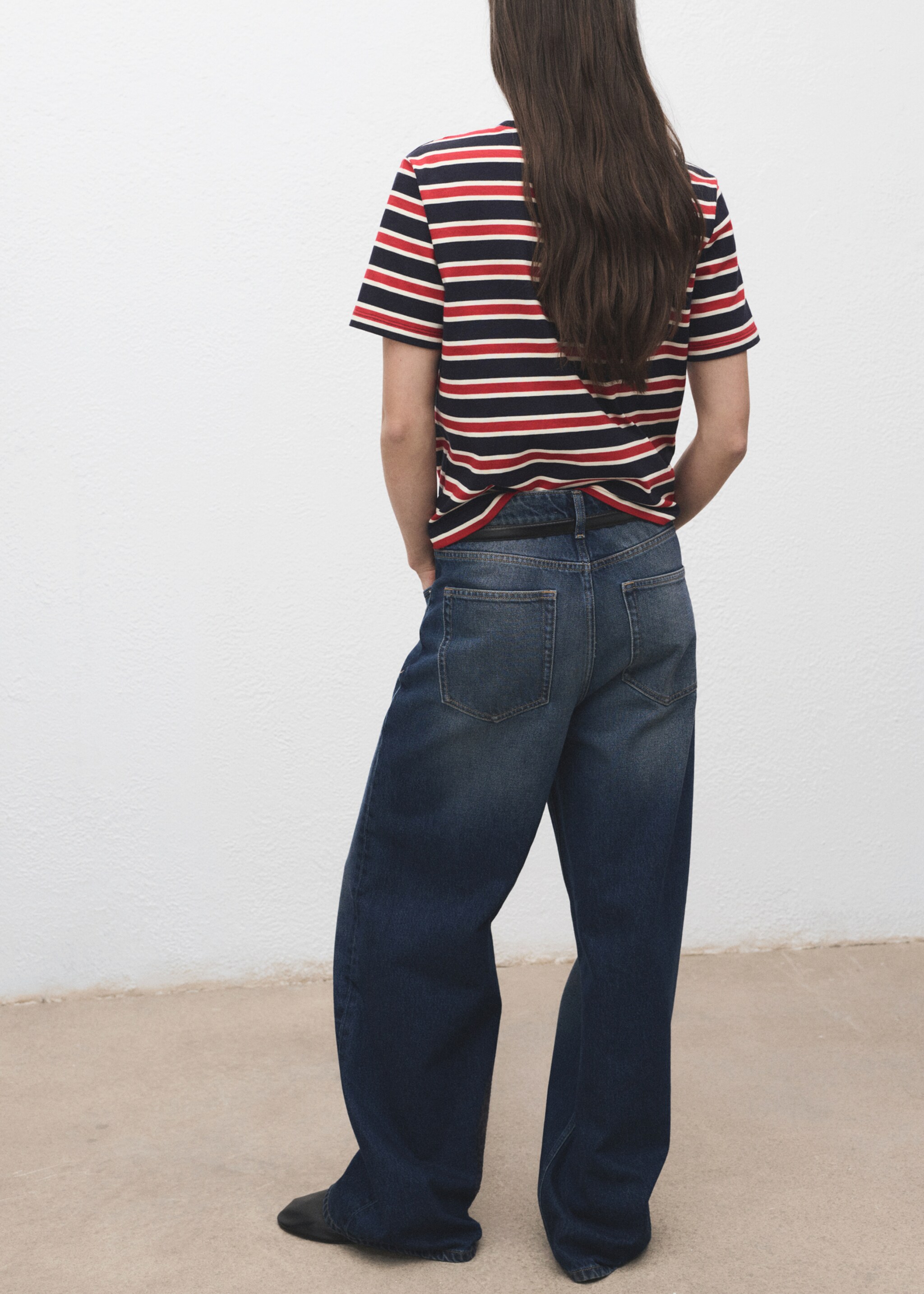Striped cotton T-shirt - Reverse of the article, Navy. Ref: 17034144-00.