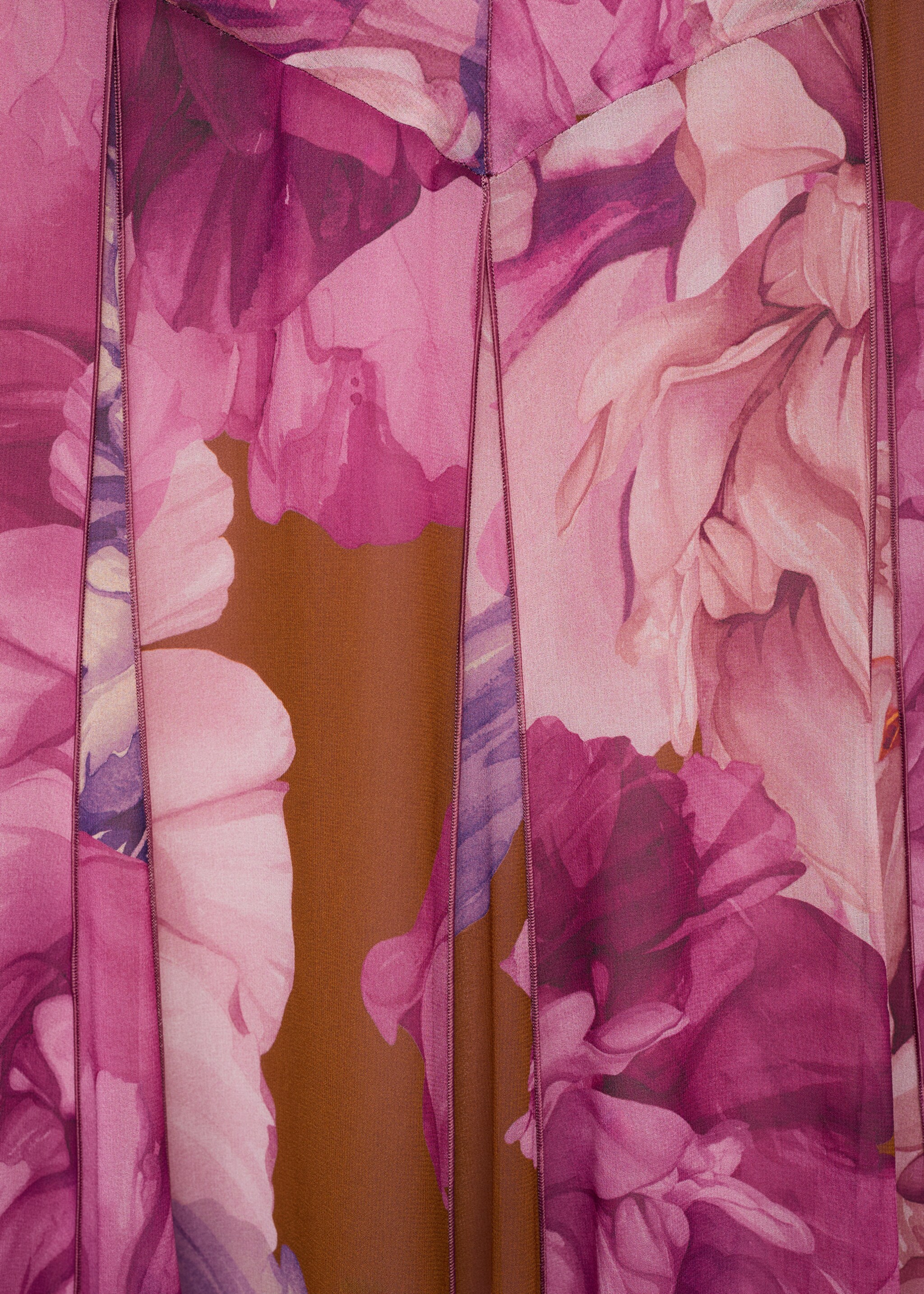 Floral-print flared dress - Details of the article 8, Purple. Ref: 17034146-00.