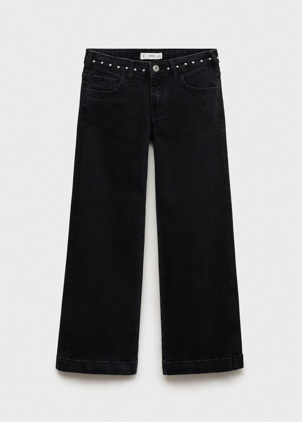 Low-waist studded jeans