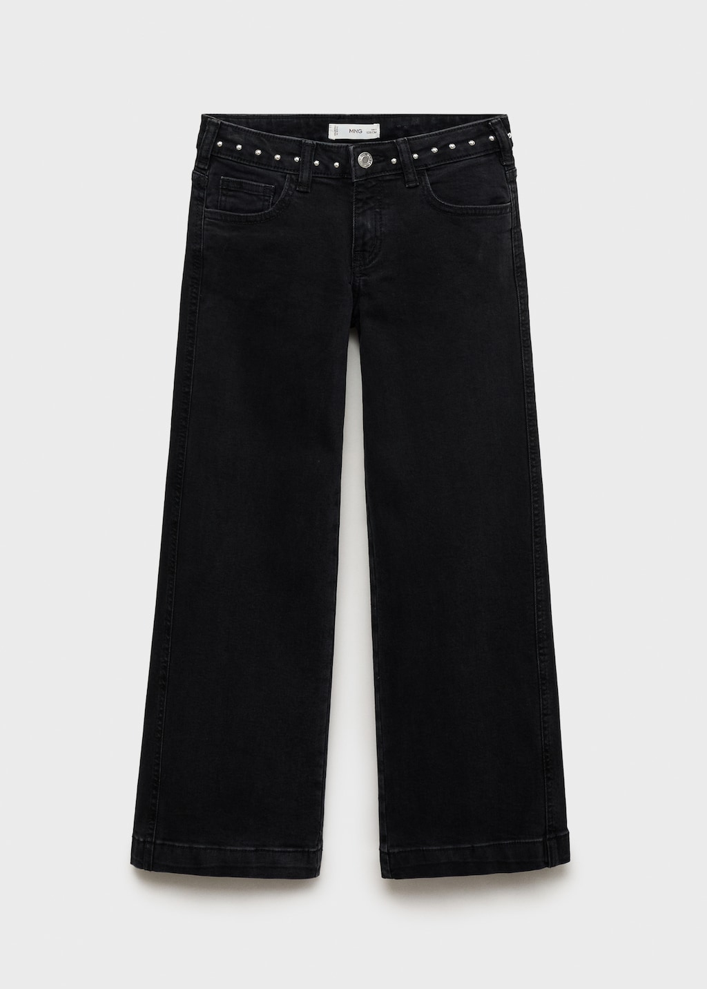 Low-waist studded jeans