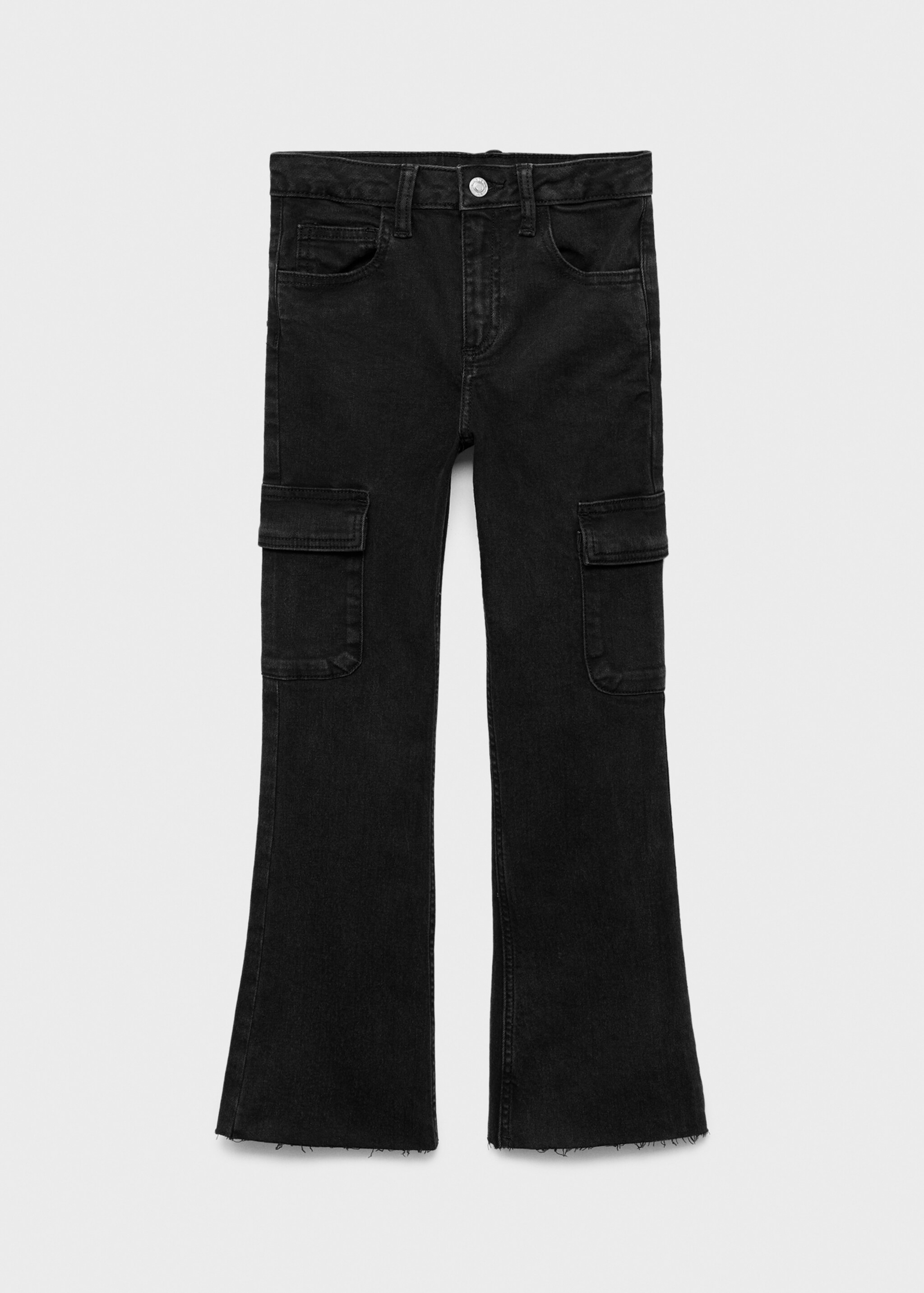 Flared cargo jeans - Article without model, Black denim. Ref: 17034411-00.