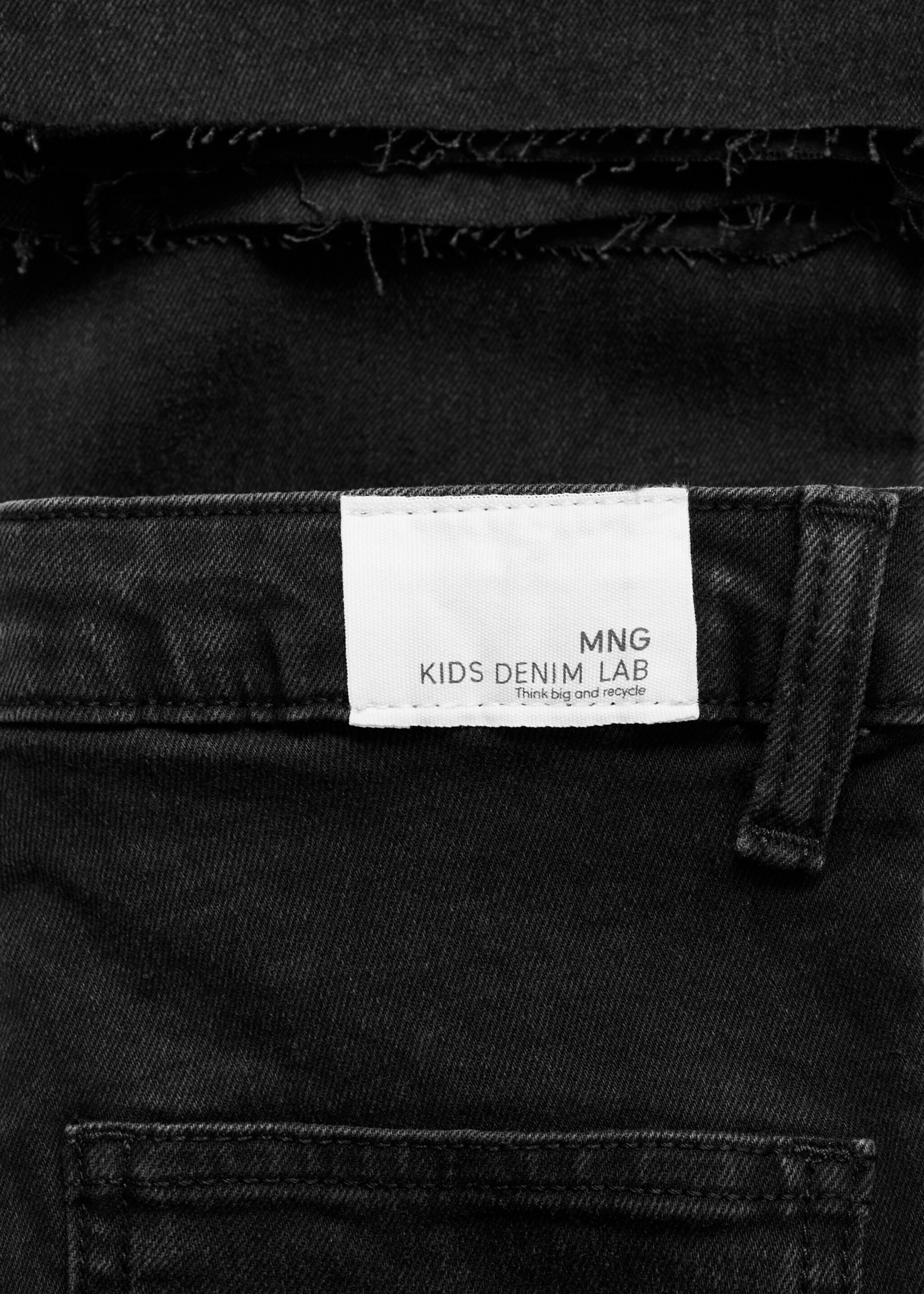 Flared cargo jeans - Details of the article 0, Black denim. Ref: 17034411-00.