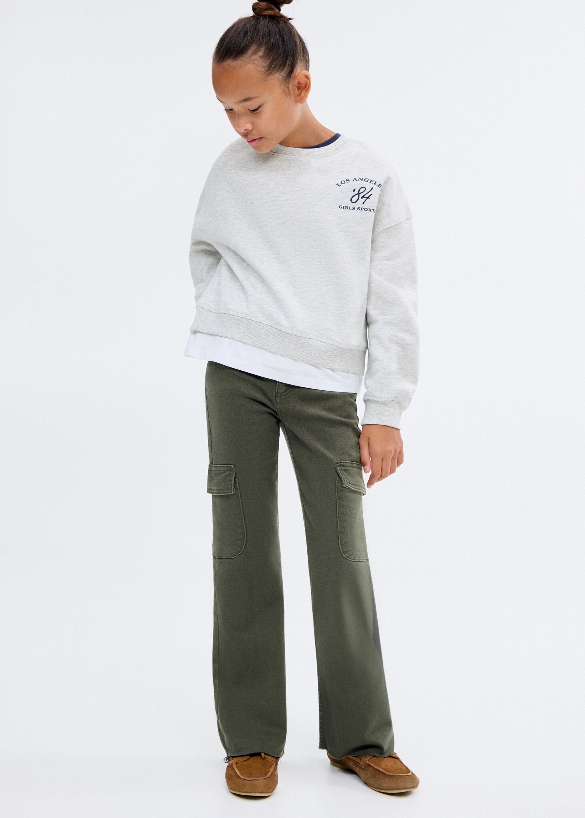 Flared cargo jeans - Medium plane, Forest Green. Ref: 17034412-00.