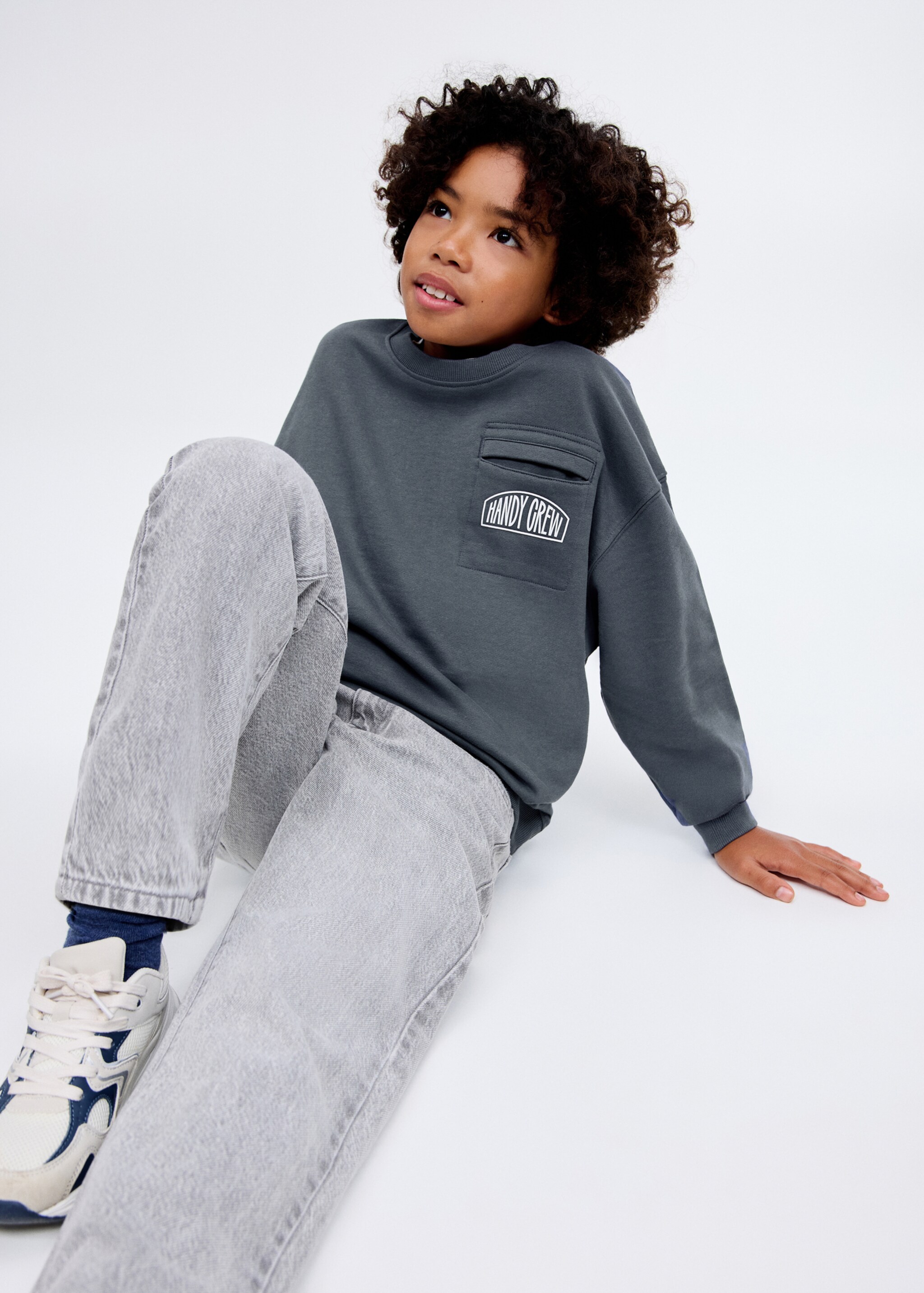 Printed cotton sweatshirt - Medium plane, Dark Grey. Ref: 17034418-00.
