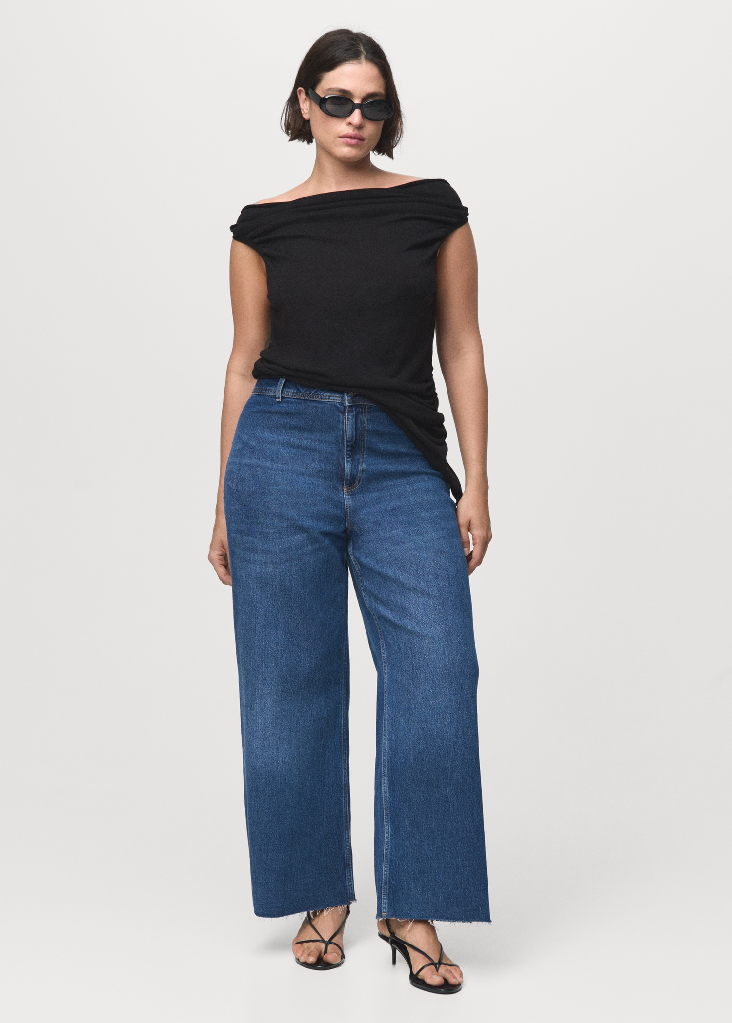 Mango Black Denim Culottes Catherin Culotte High-rise Jeans