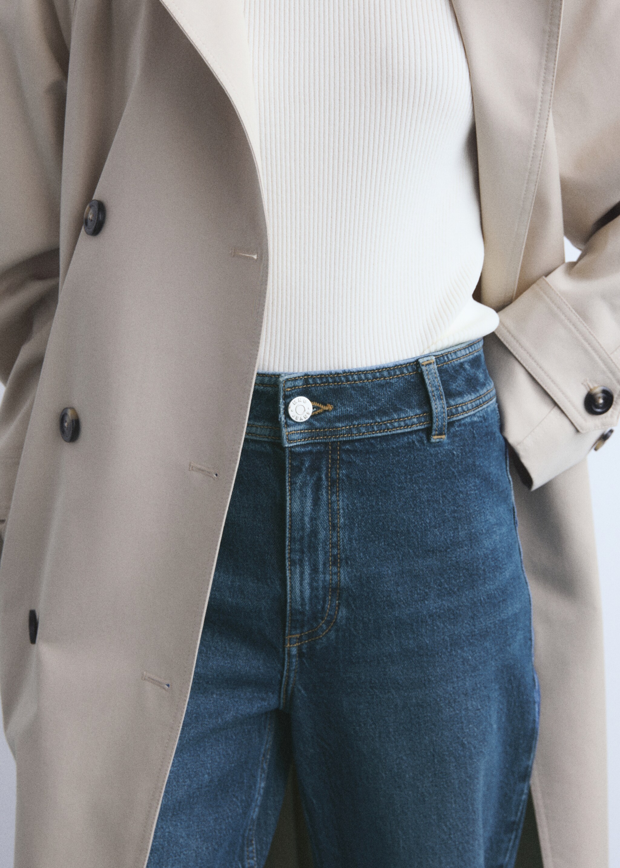 Jean style jupe-culotte Catherin taille haute - Détail de l'article 6, Bleu foncé. Ref: 17034424-00.