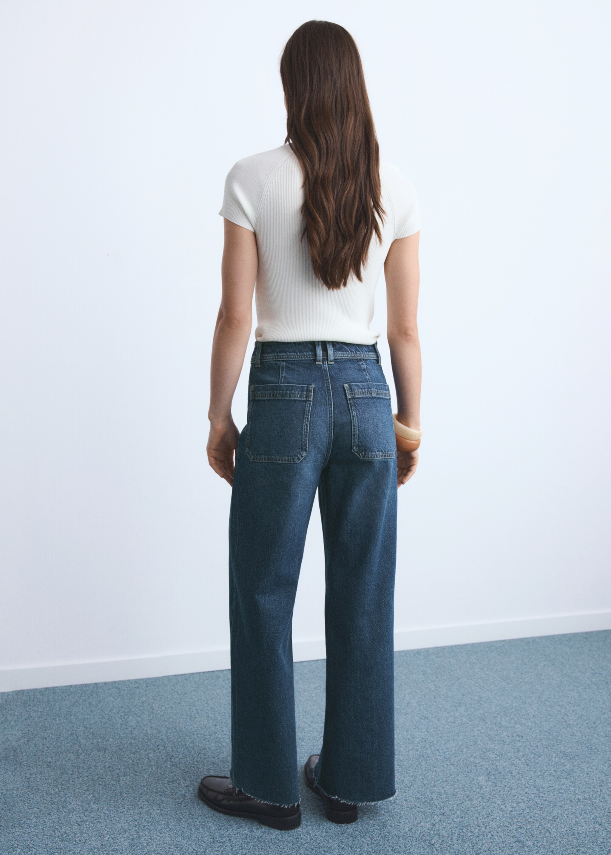Jean style jupe-culotte Catherin taille haute - Verso de l’article, Bleu foncé. Ref: 17034424-00.