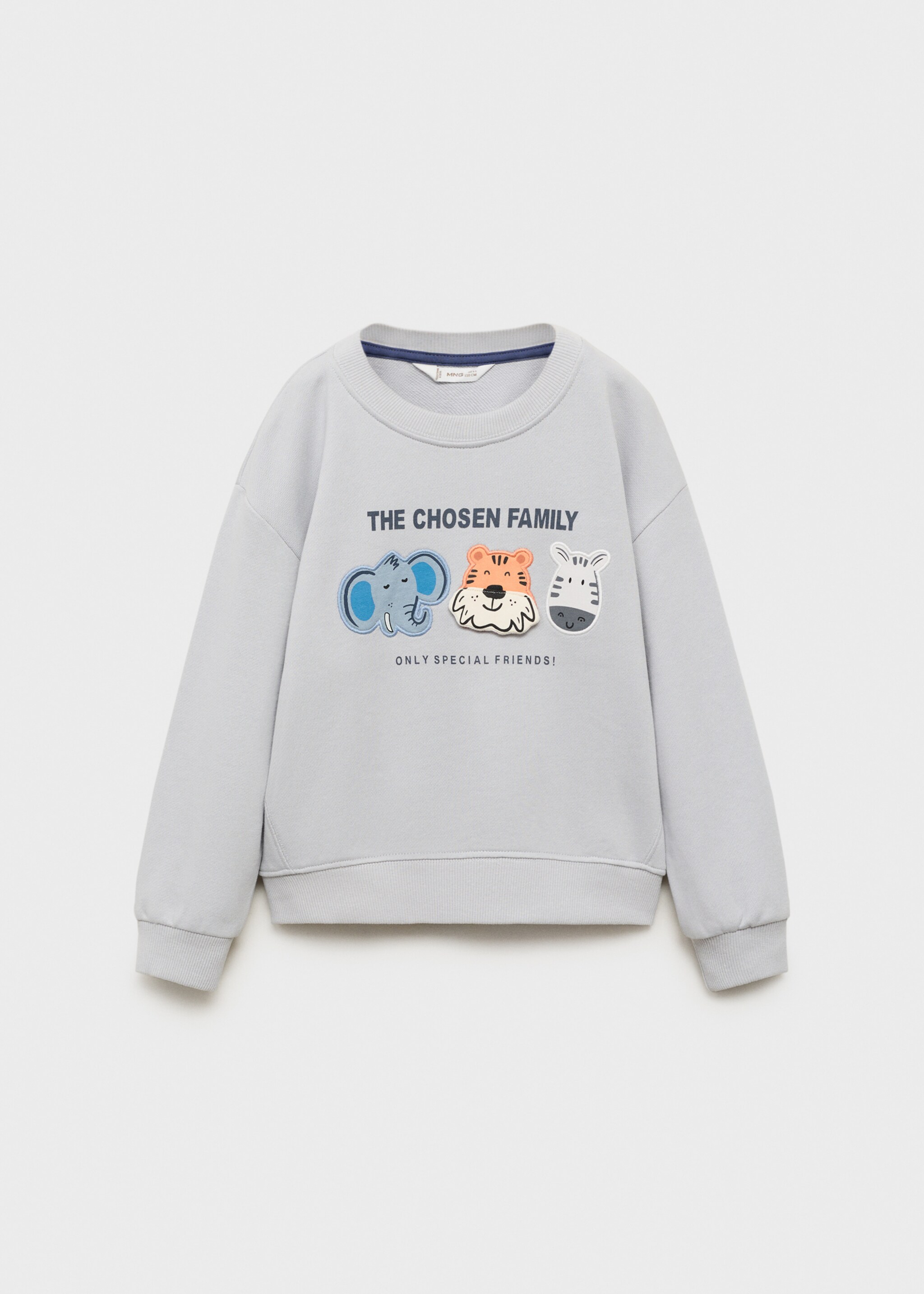 Embroidered animals sweatshirt - Article without model, Ice Grey. Ref: 17034429-00.