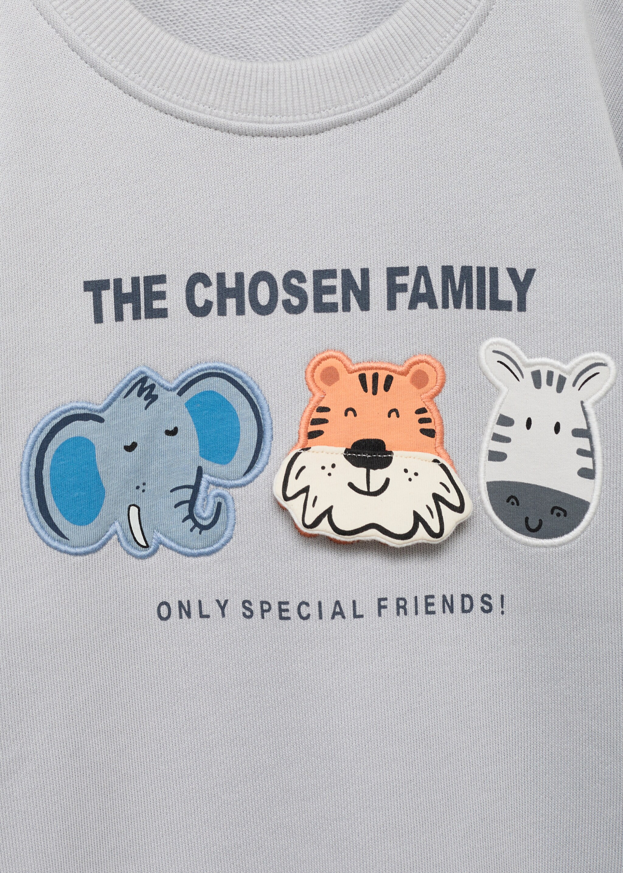 Embroidered animals sweatshirt - Details of the article 8, Ice Grey. Ref: 17034429-00.