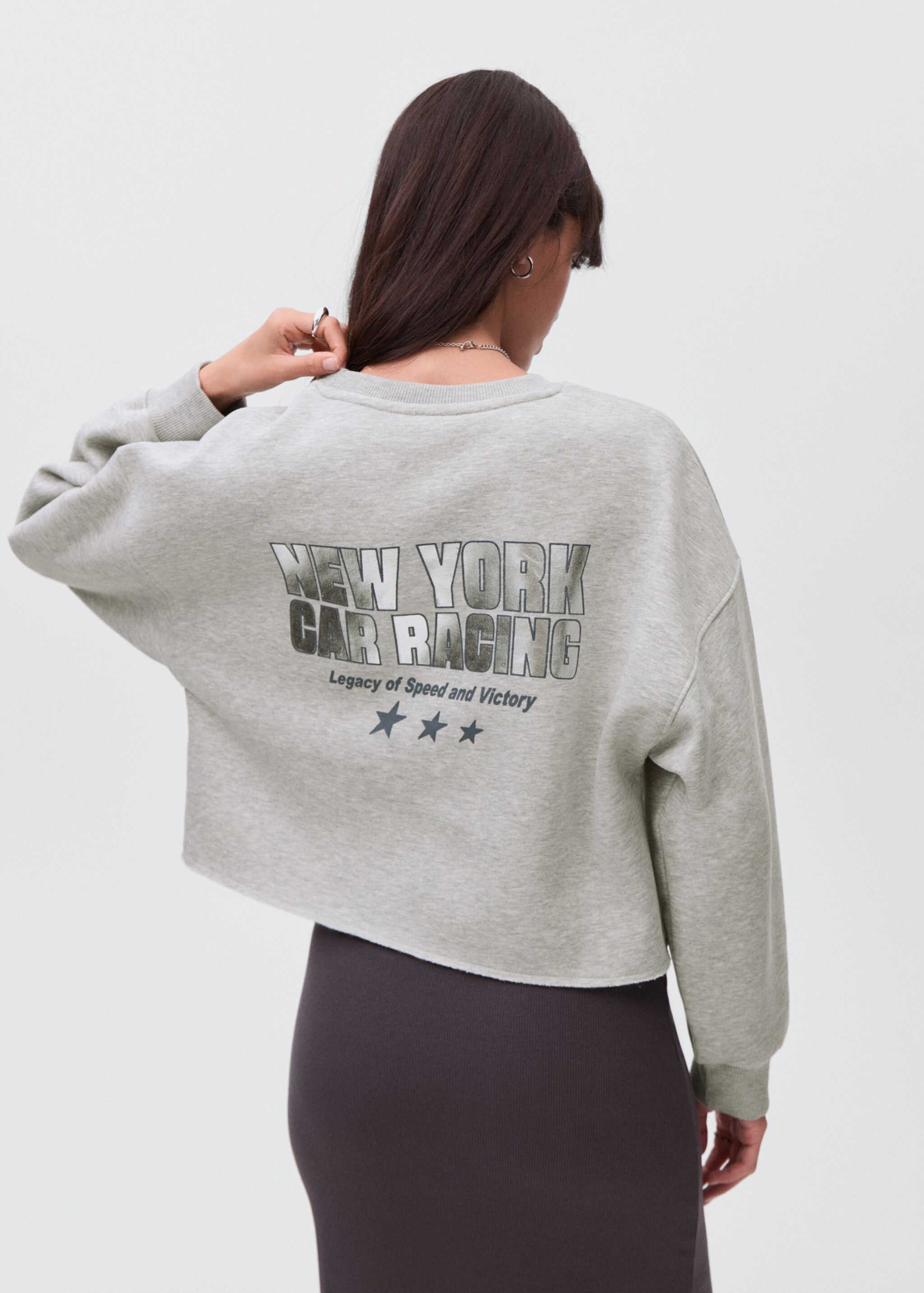 Printed cotton sweatshirt - Reverse of the article, Light Heather Grey. Ref: 17034777-00.