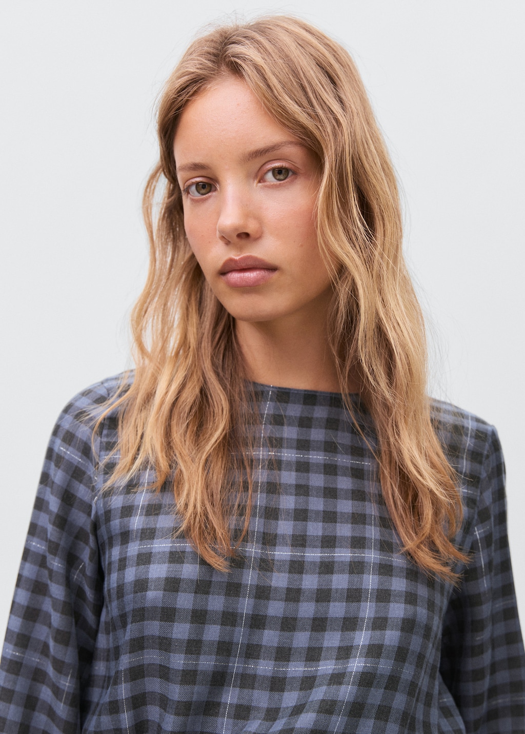 Check blouse with lurex detail