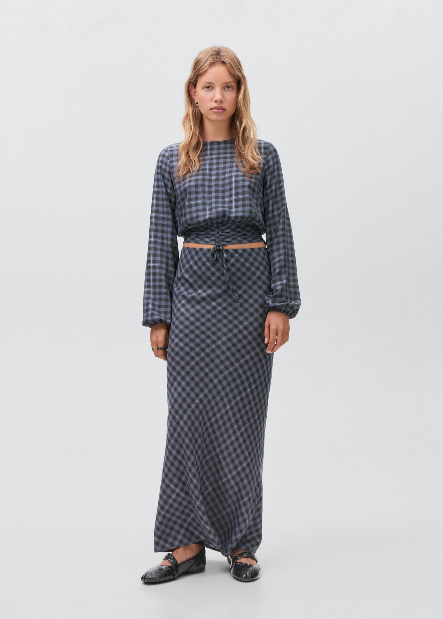 Check blouse with lurex detail - Details of the article 2