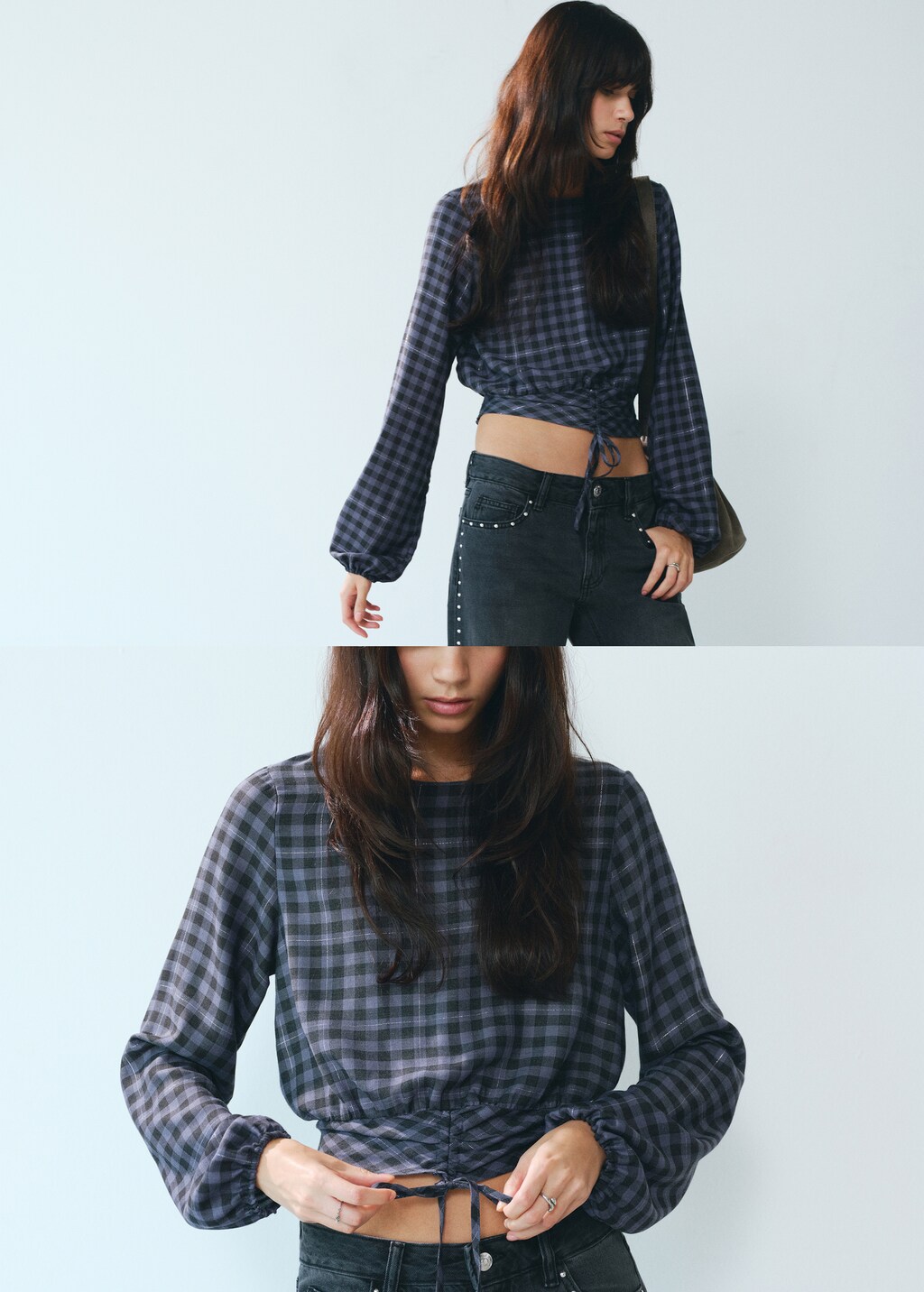 Check blouse with lurex detail - Teen | MANGO USA