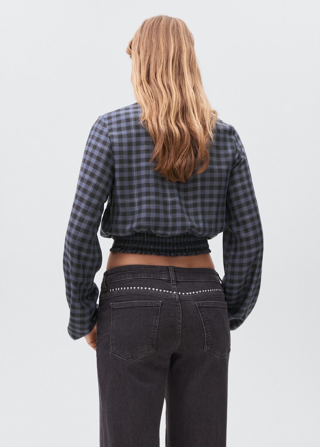 Check blouse with lurex detail