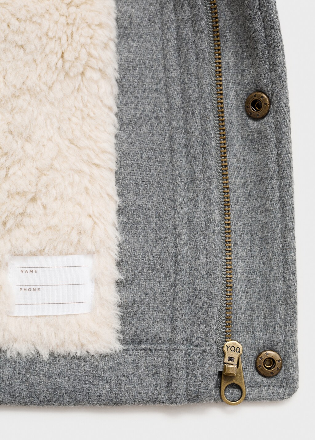 Hooded coat with shearling-effect lining
