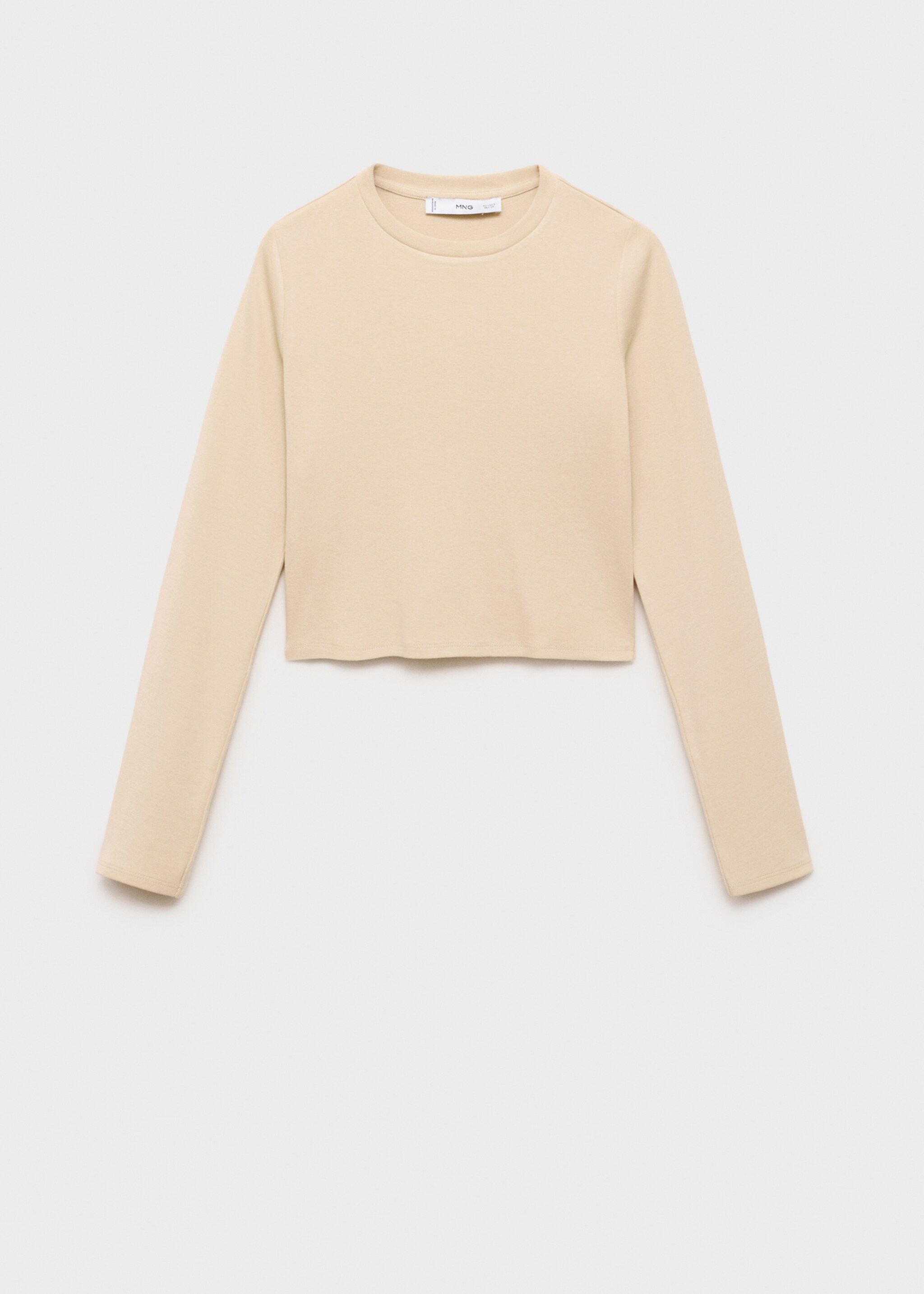 Long-sleeved cropped t-shirt - Article without model, Beige. Ref: 17034781-00.