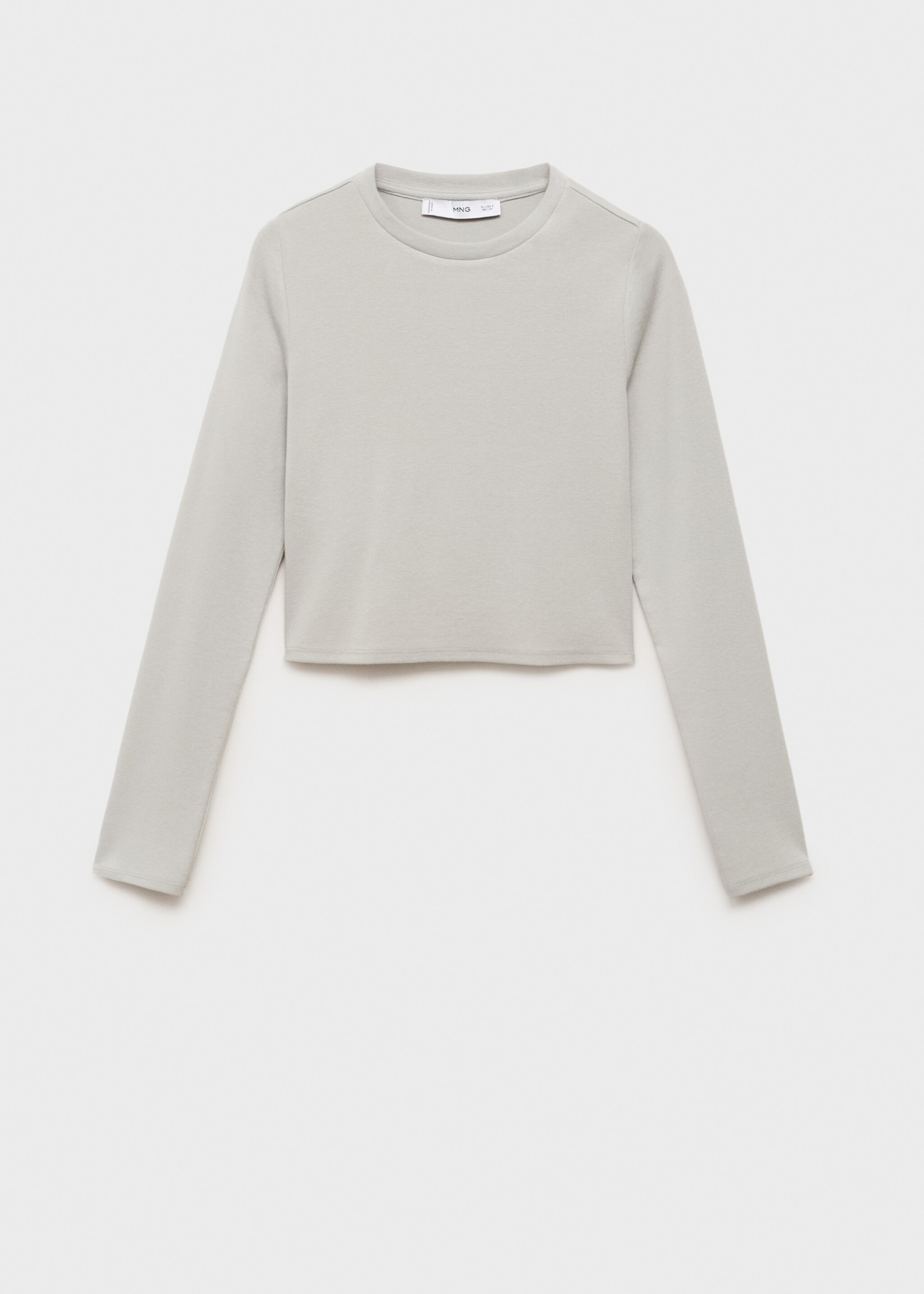 Long-sleeved cropped t-shirt - Article without model, Medium Heather Grey. Ref: 17034781-00.