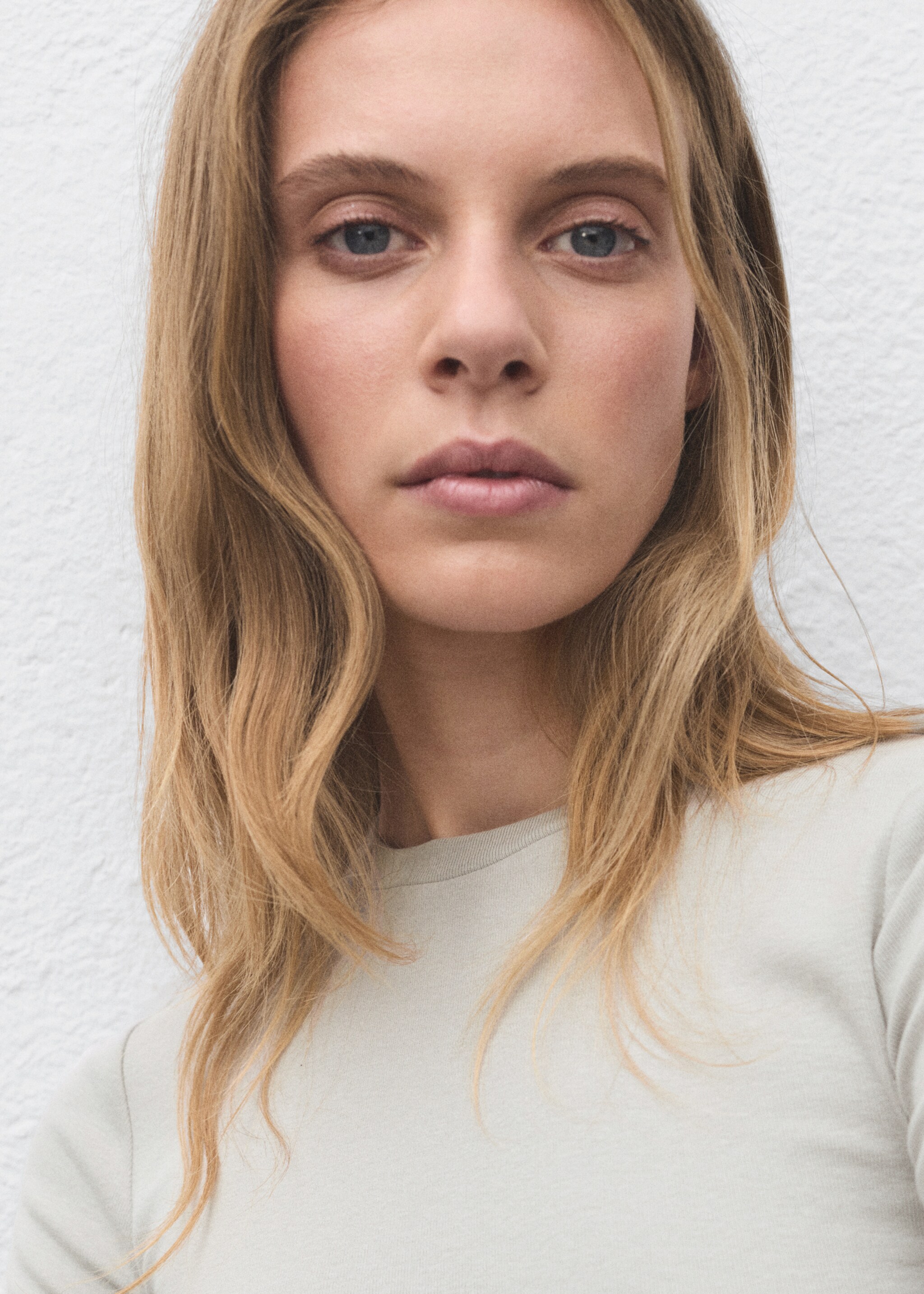 Long-sleeved cropped t-shirt - Details of the article 1, Medium Heather Grey. Ref: 17034781-00.