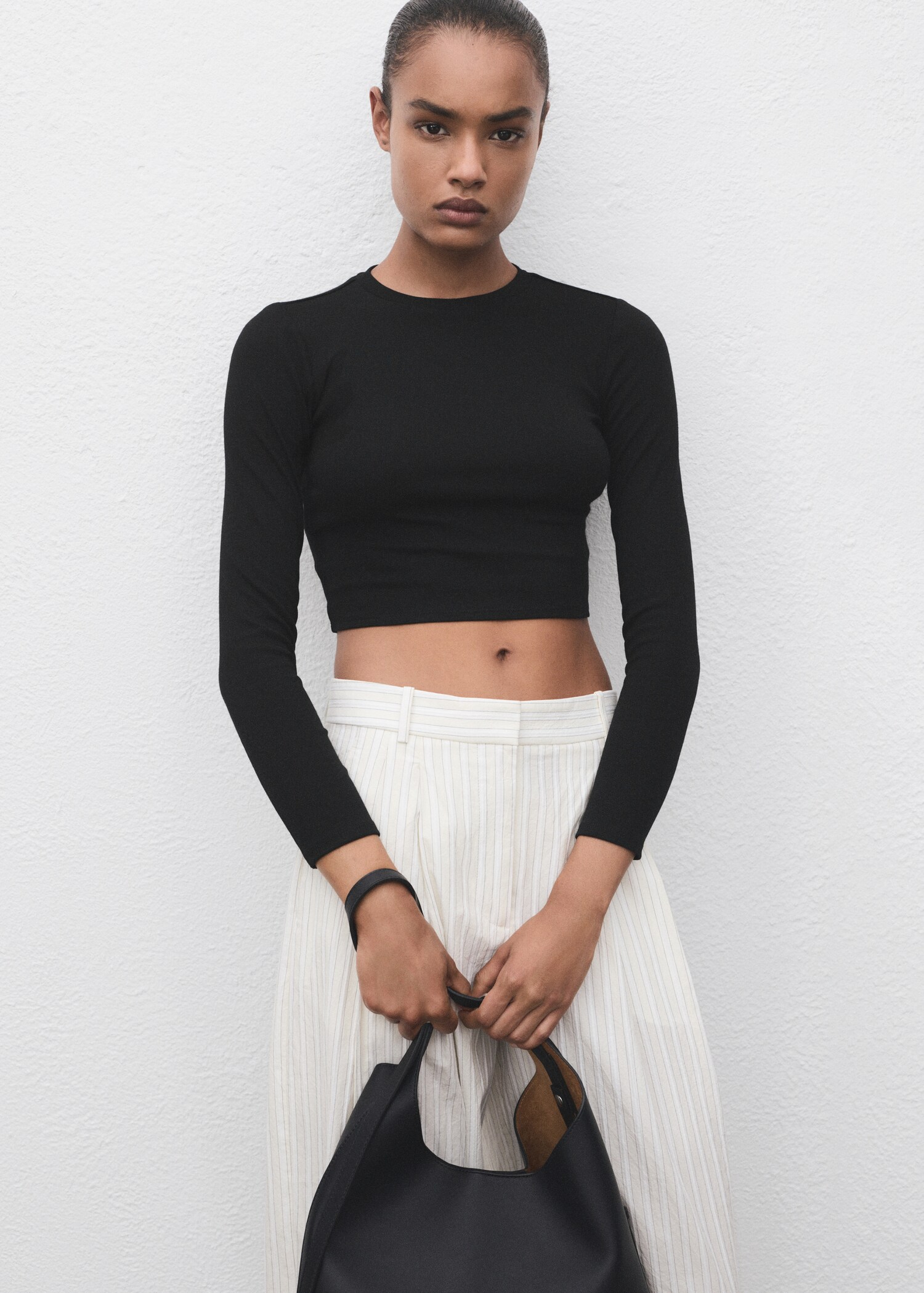 Long-sleeved cropped t-shirt - Medium plane