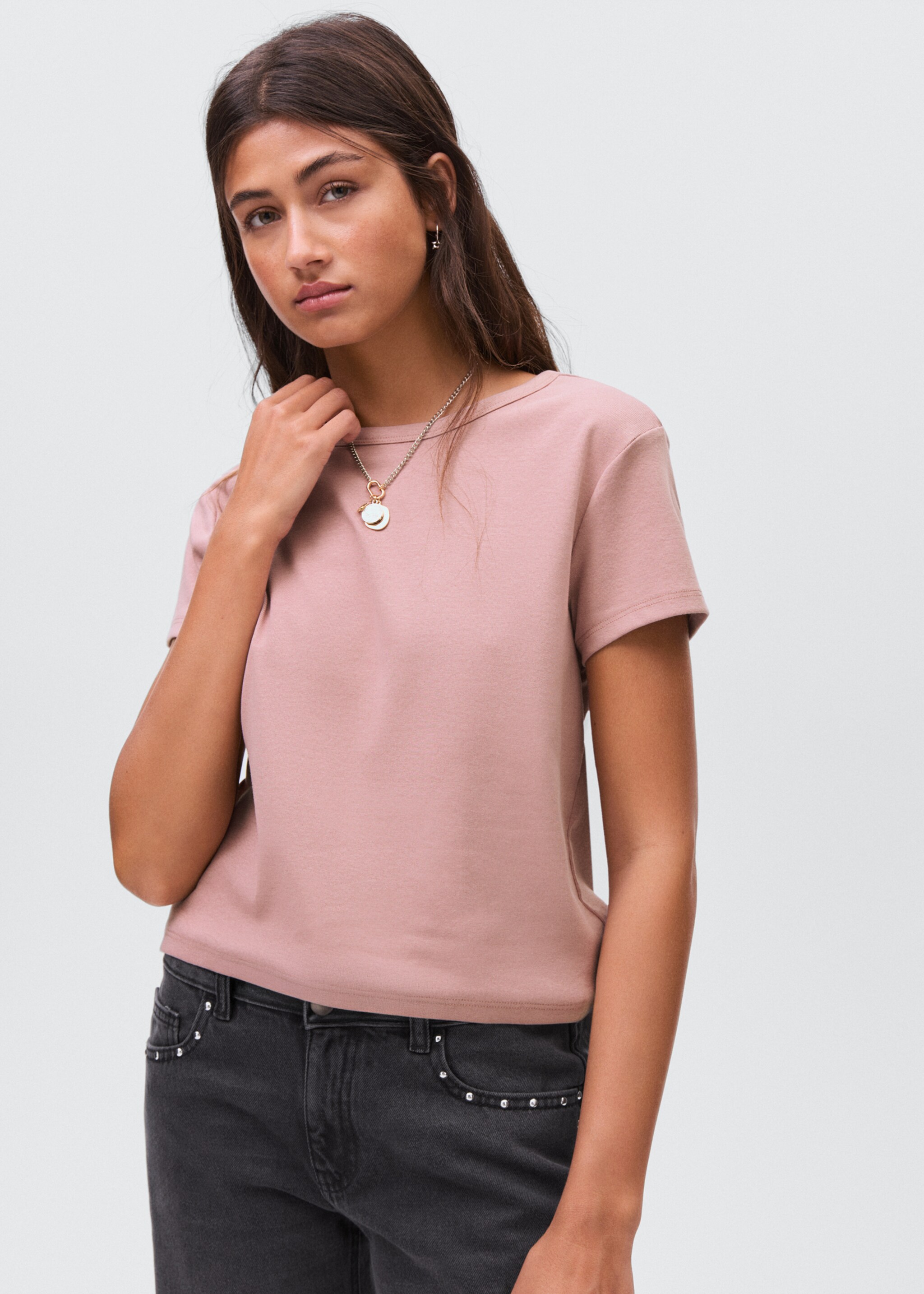 T-shirt coton ajusté - Plan moyen