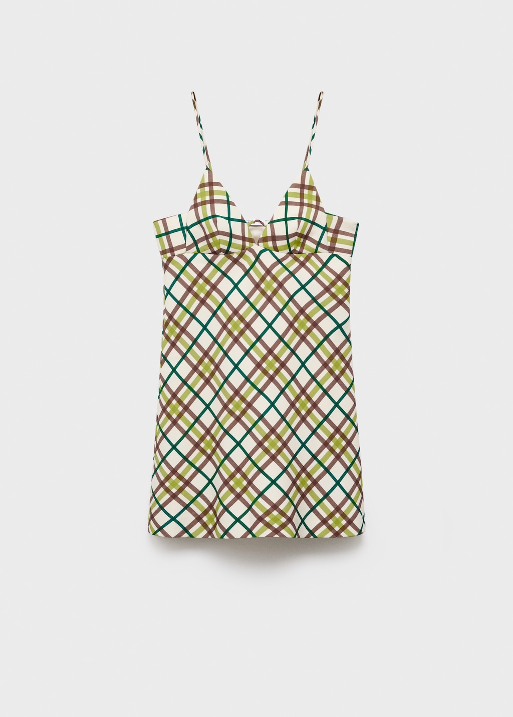 Mango Check neckline dress