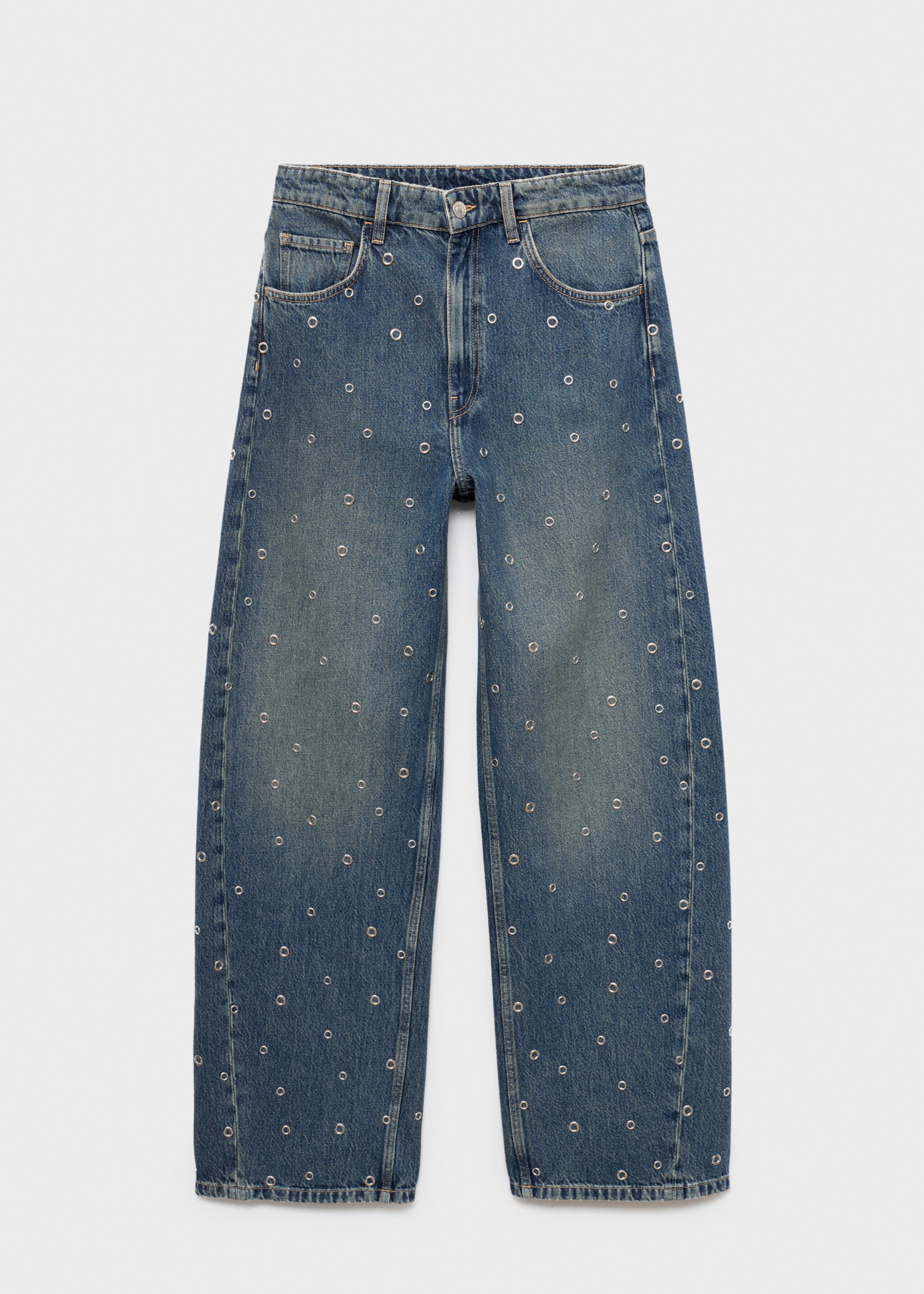 Balloon jeans with eyelets - Article without model, Dark Vintage Blue. Ref: 17034791-00.