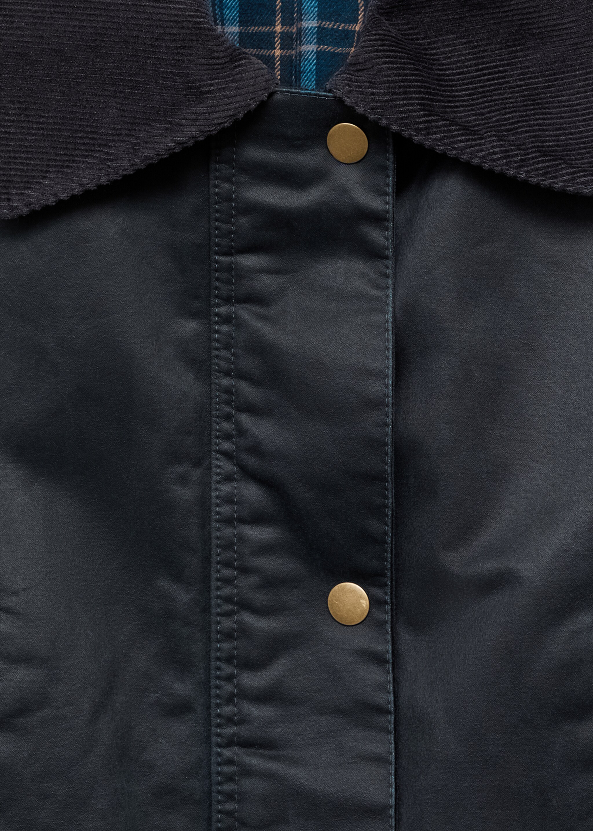 Waxed-effect parka - Details of the article 8, Navy. Ref: 17035141-00.
