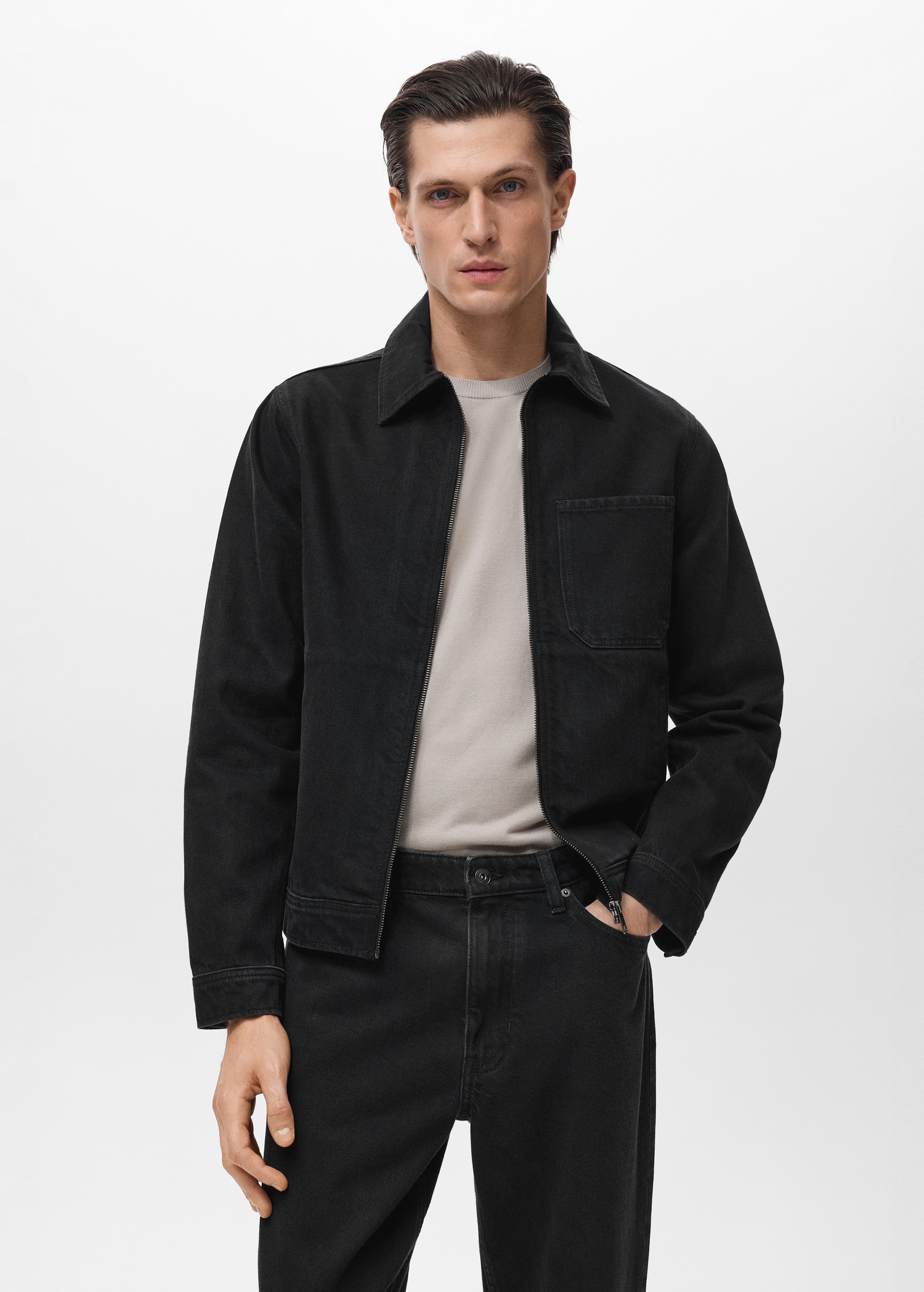 Denim jacket with pockets Men MANGO Philippines - Main Image