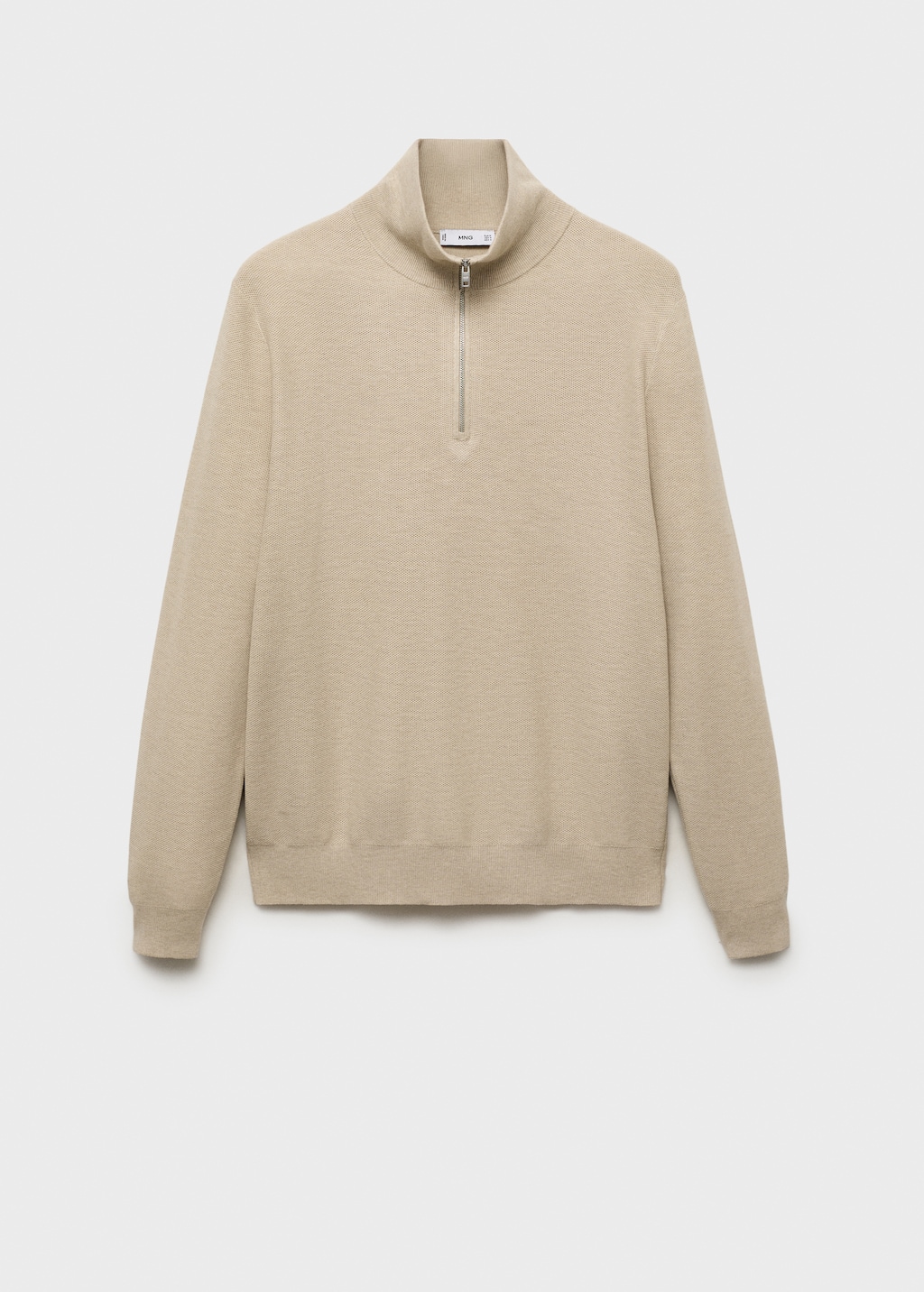 Microstructure sweater with zipper collar