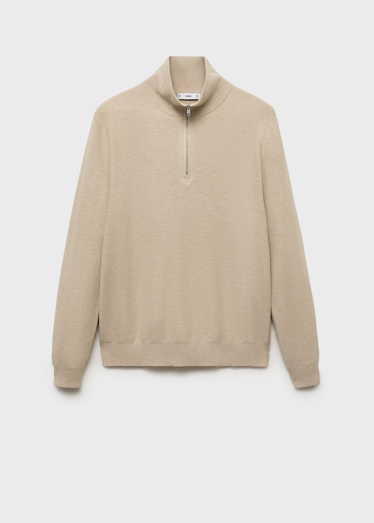 Microstructure sweater with zipper collar - Article without model